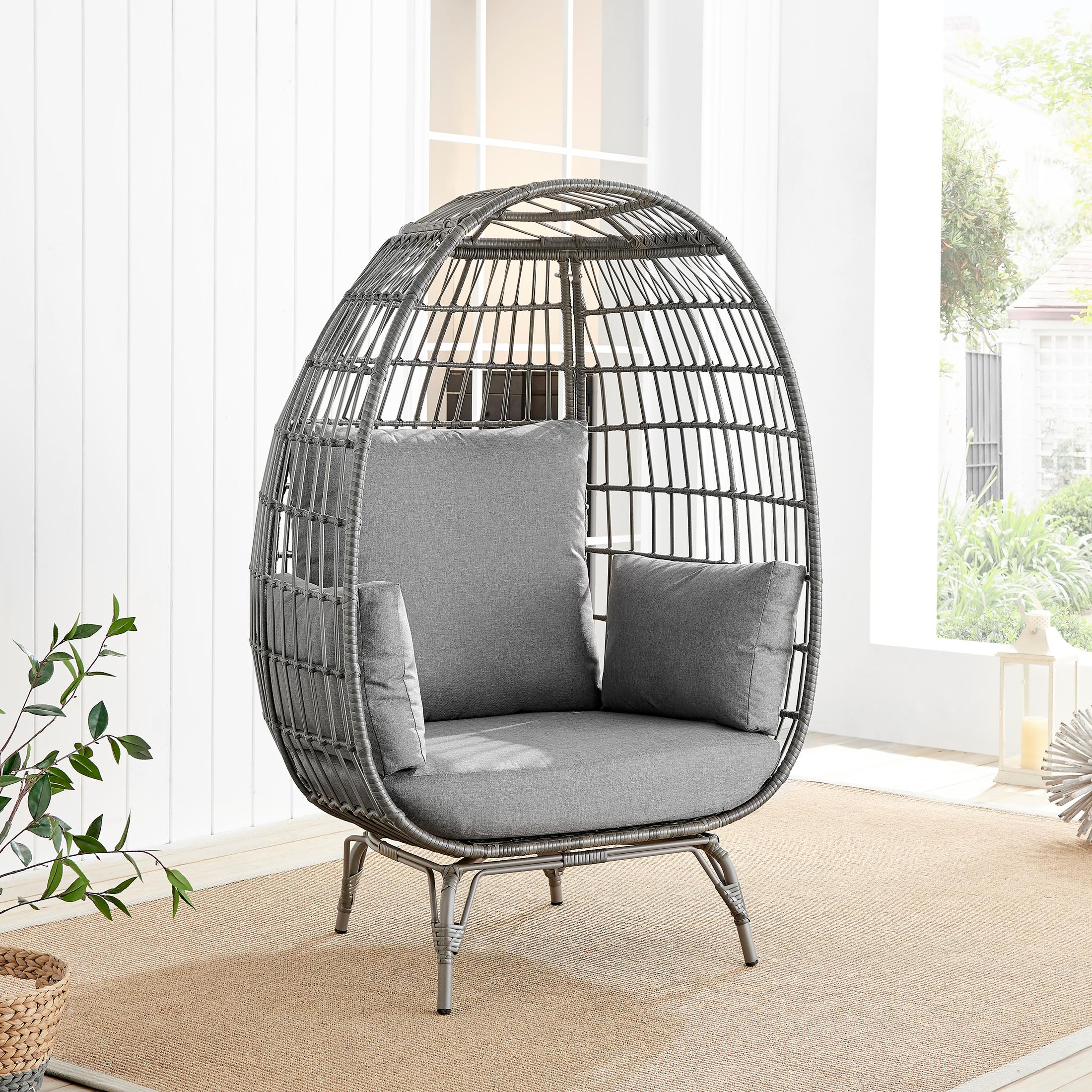 Grey Rattan Garden Egg Chair Seat — image 1