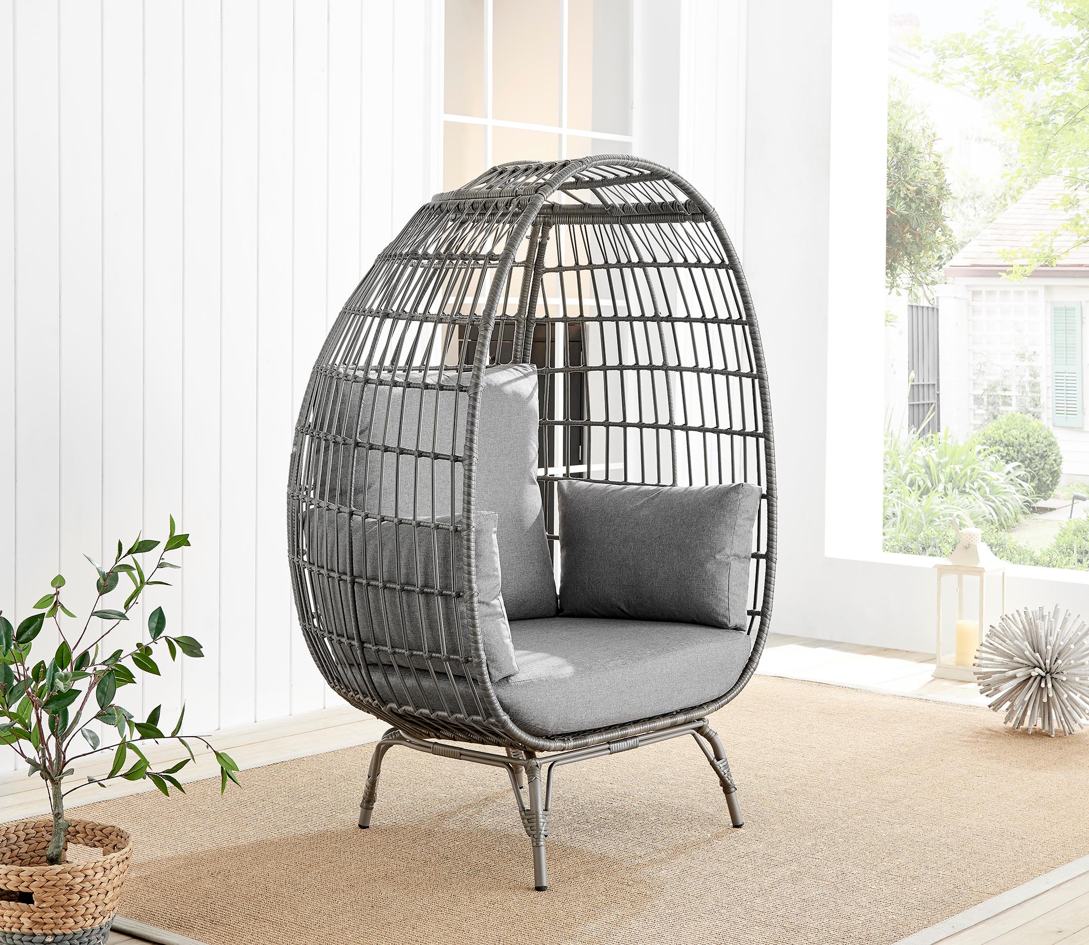 Grey Rattan Garden Egg Chair Seat — image 2