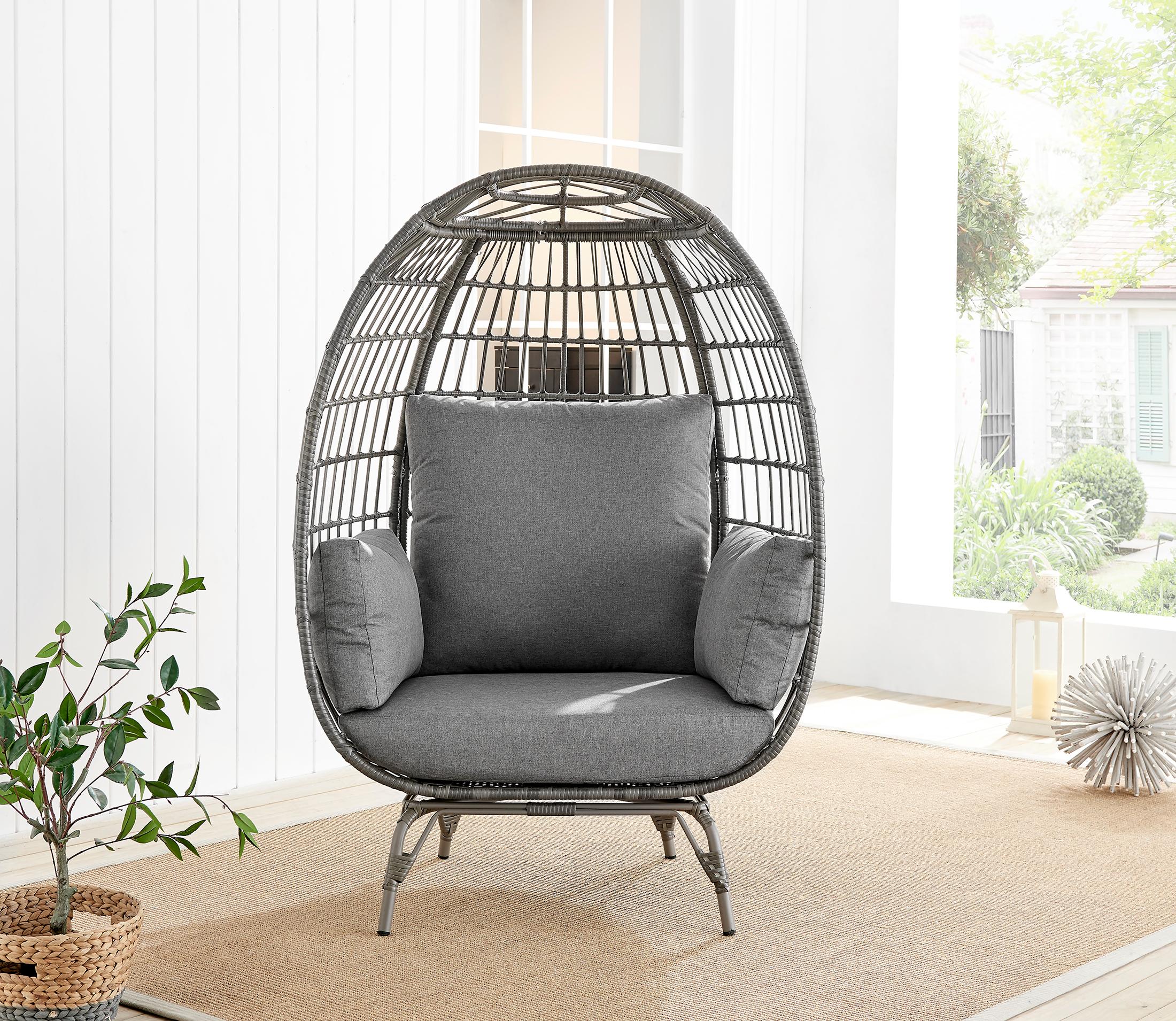 Grey Rattan Garden Egg Chair Seat — image 3