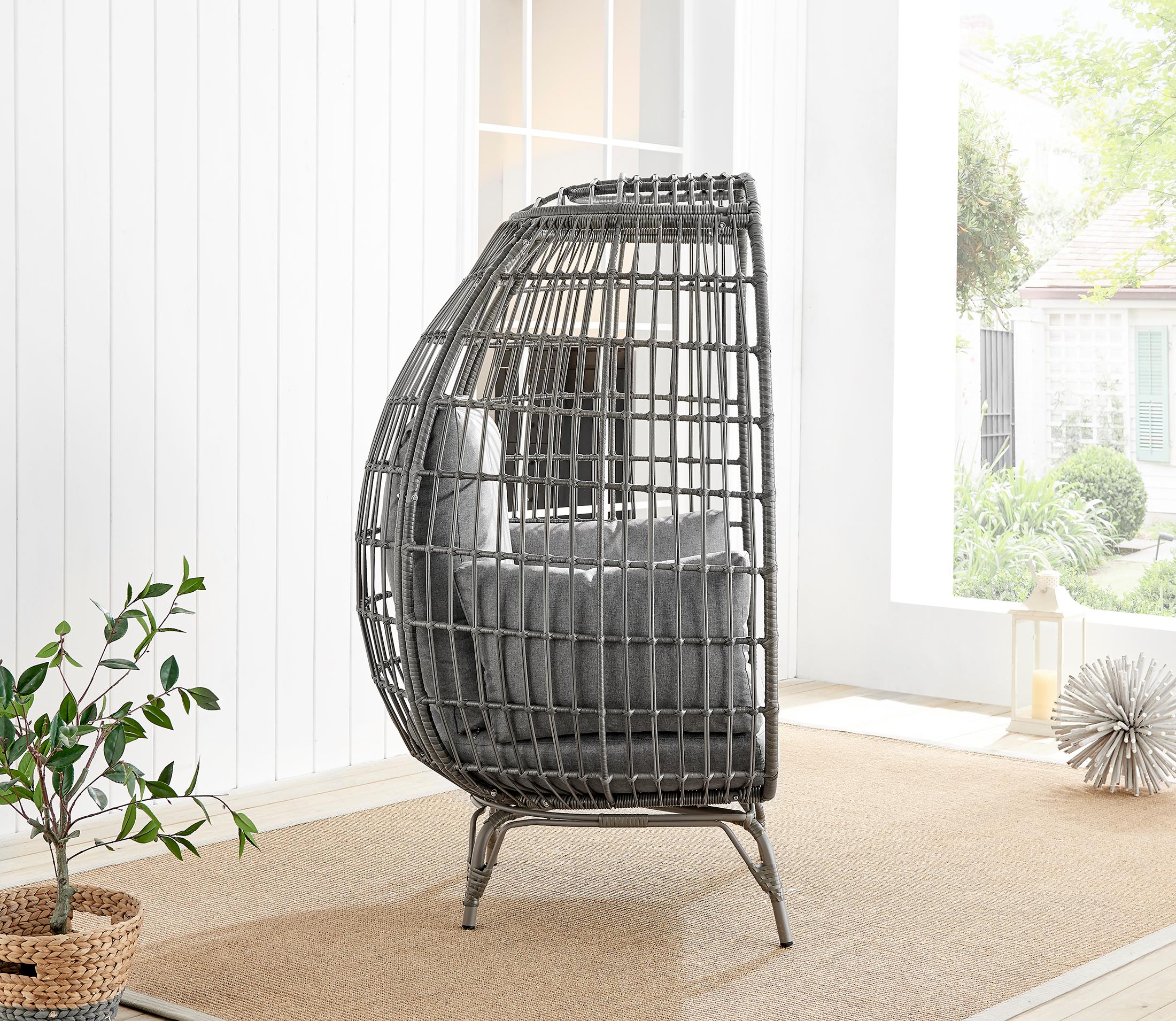 Grey Rattan Garden Egg Chair Seat — image 4