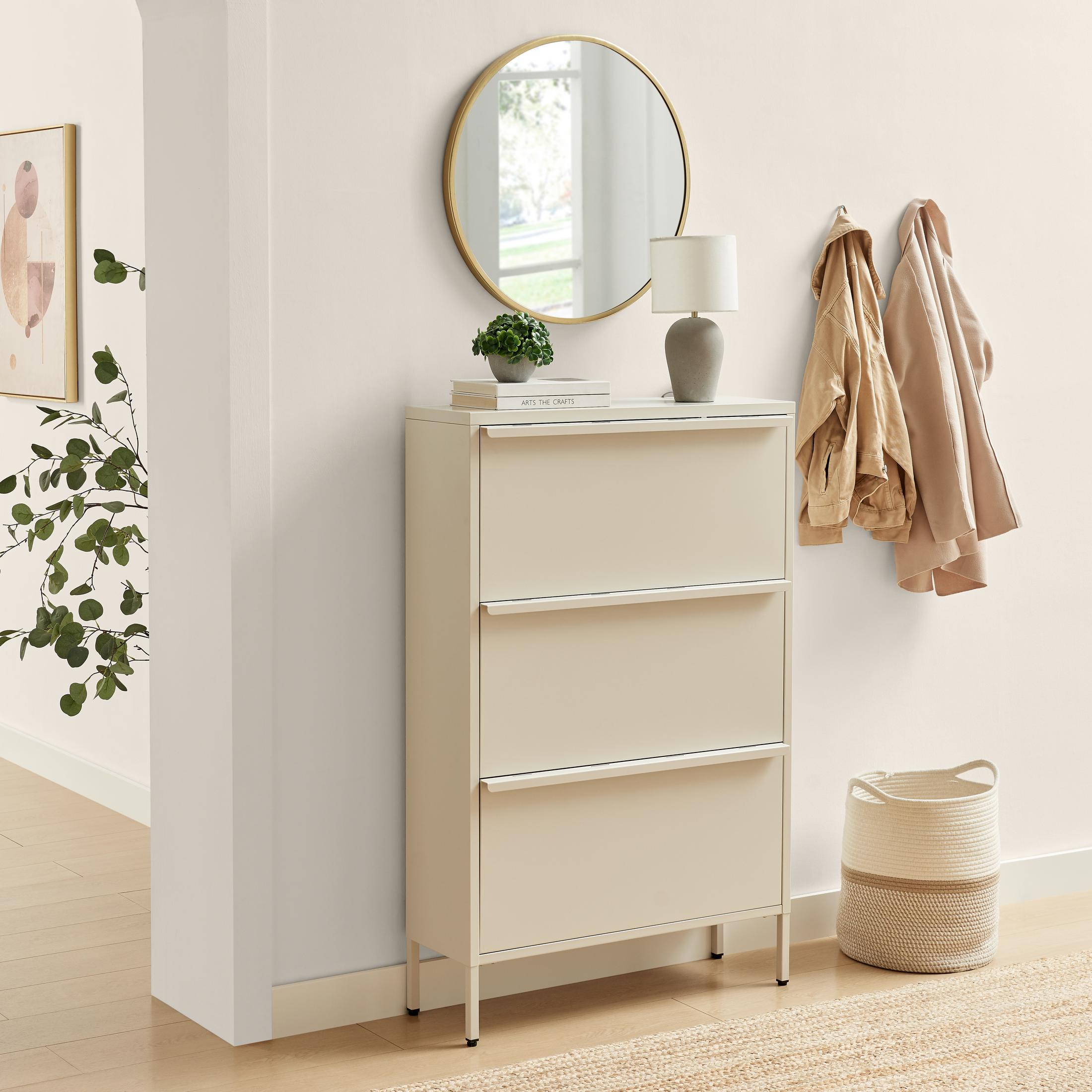 Eira Cream Metal Storage Shoe Cabinet — image 7