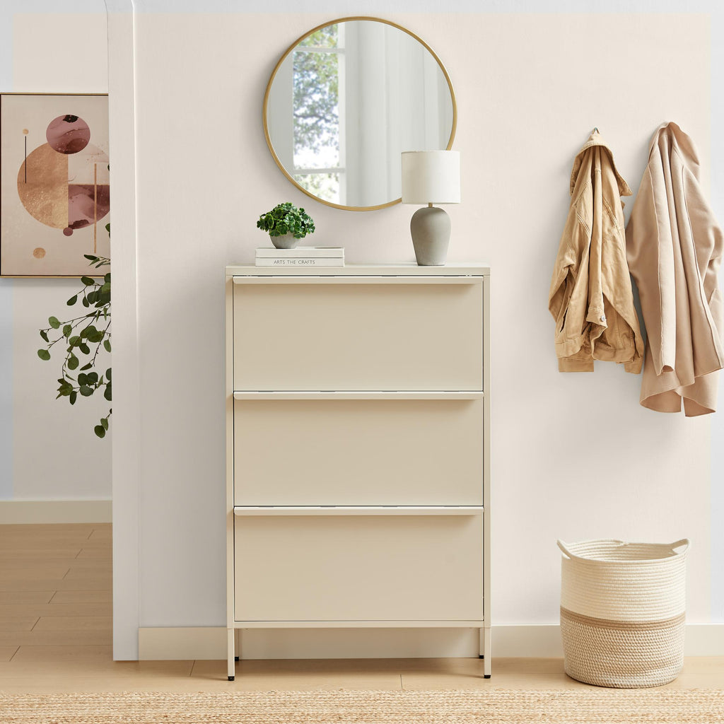 Eira Cream Metal Storage Shoe Cabinet — image 2