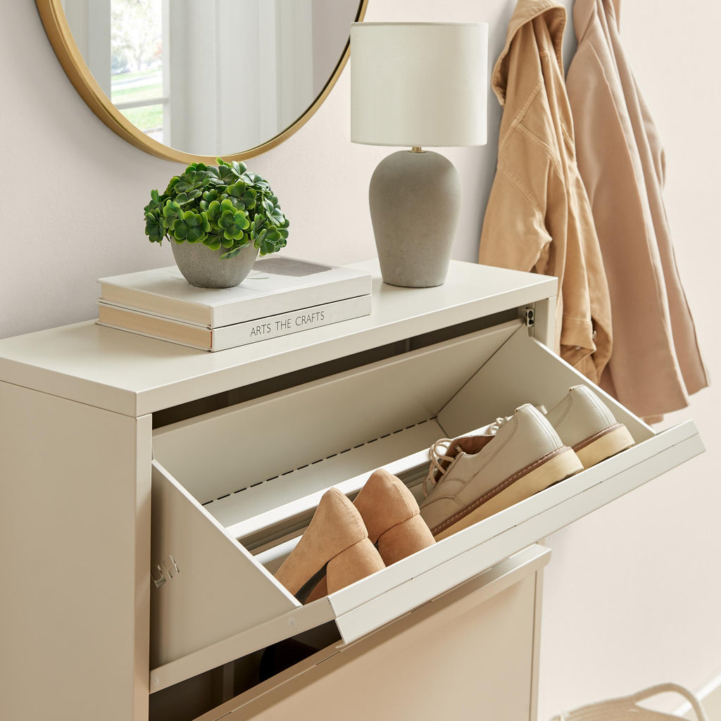 Eira Cream Metal Storage Shoe Cabinet — image 4
