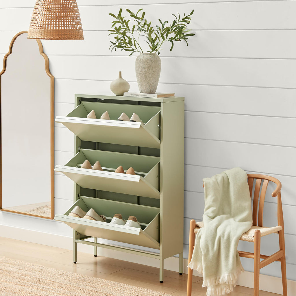 Eira Green Metal Storage Shoe Cabinet — image 3