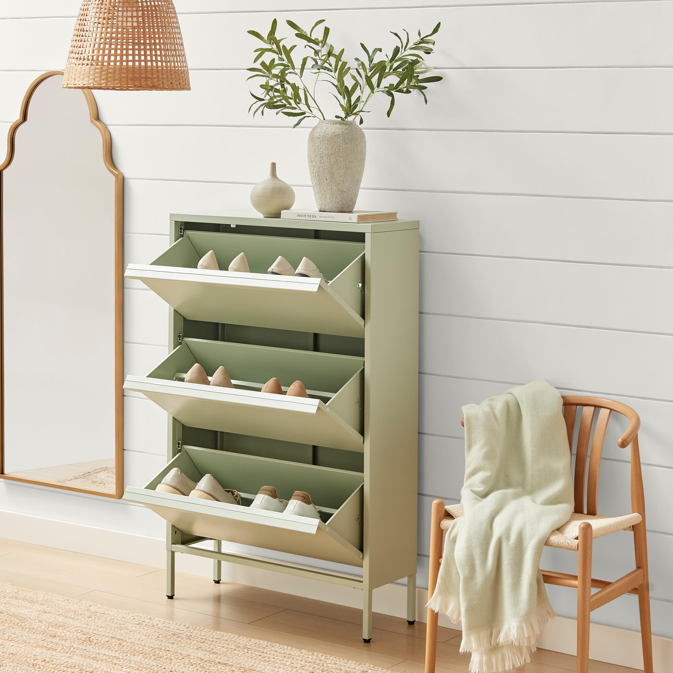 Eira Green Metal Storage Shoe Cabinet — image 3