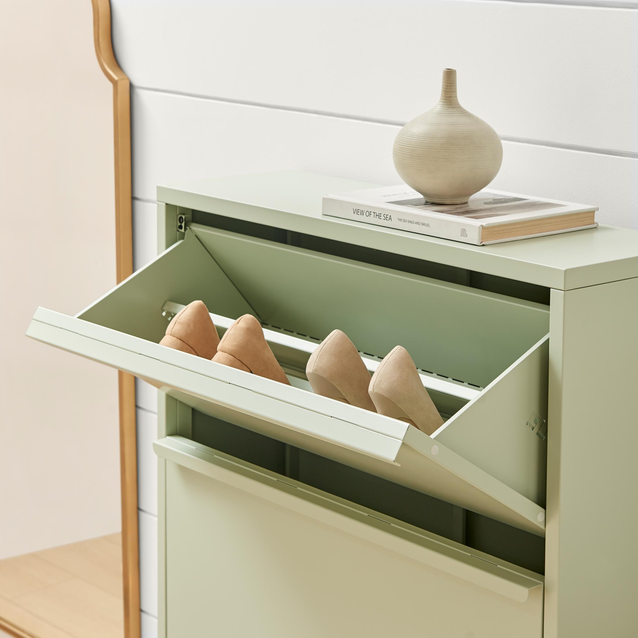 Eira Green Metal Storage Shoe Cabinet — image 4