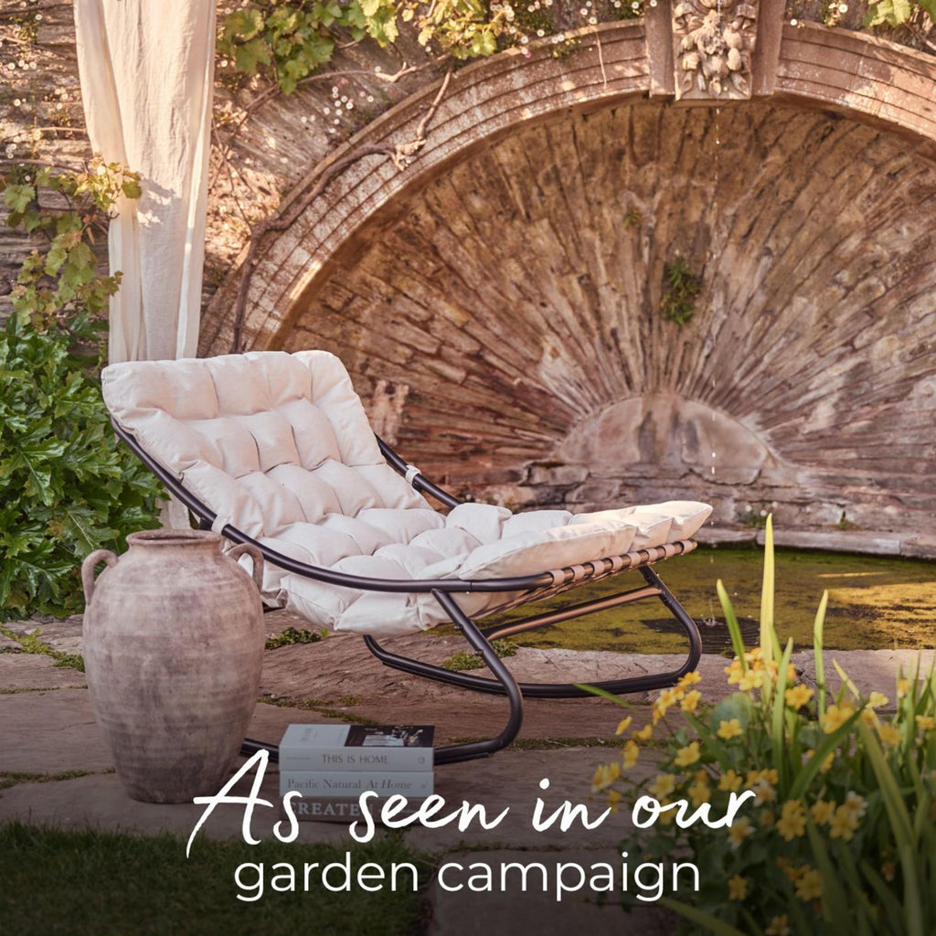 Hydra Black Metal & Cream Garden Rocking Chair — image 3