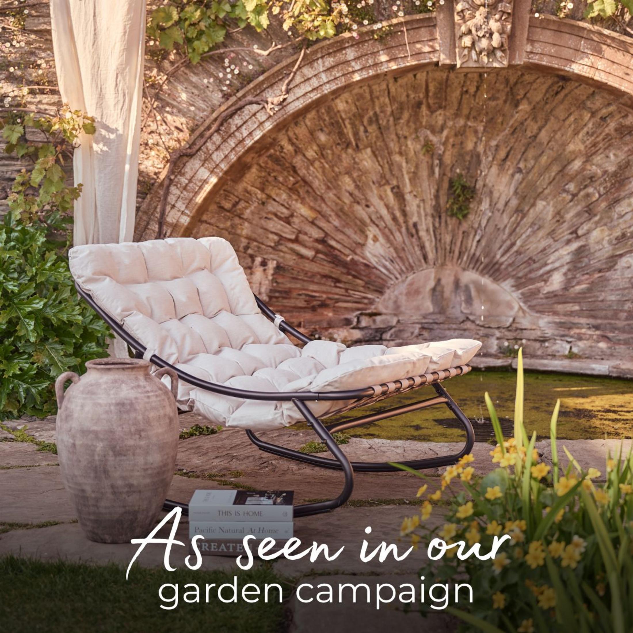 Hydra Black Metal & Cream Garden Rocking Chair — image 3