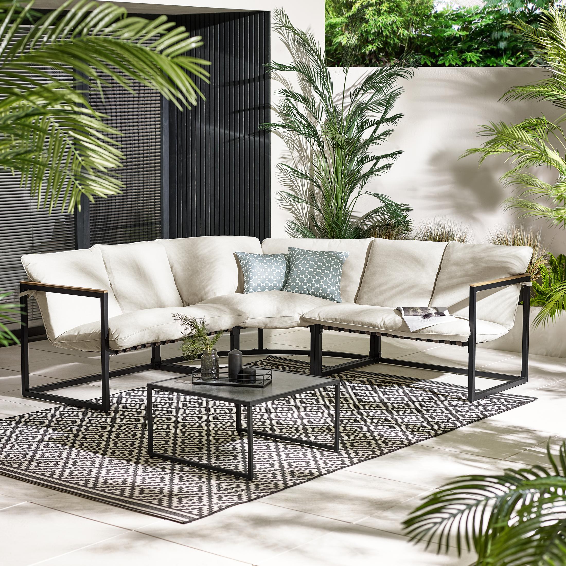 Hydra Black Metal & Cream 5 Seat Garden Sofa Set — image 9