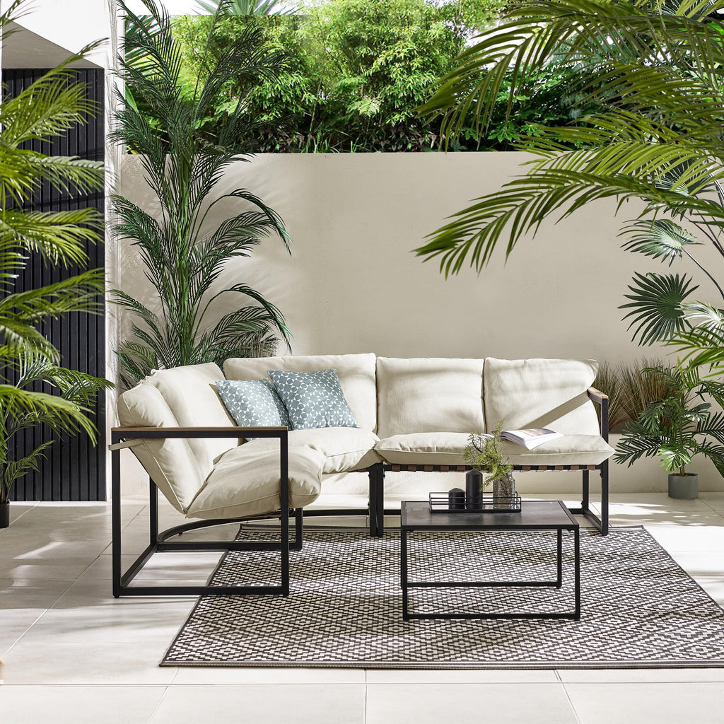 Hydra Black Metal & Cream 5 Seat Garden Sofa Set — image 10