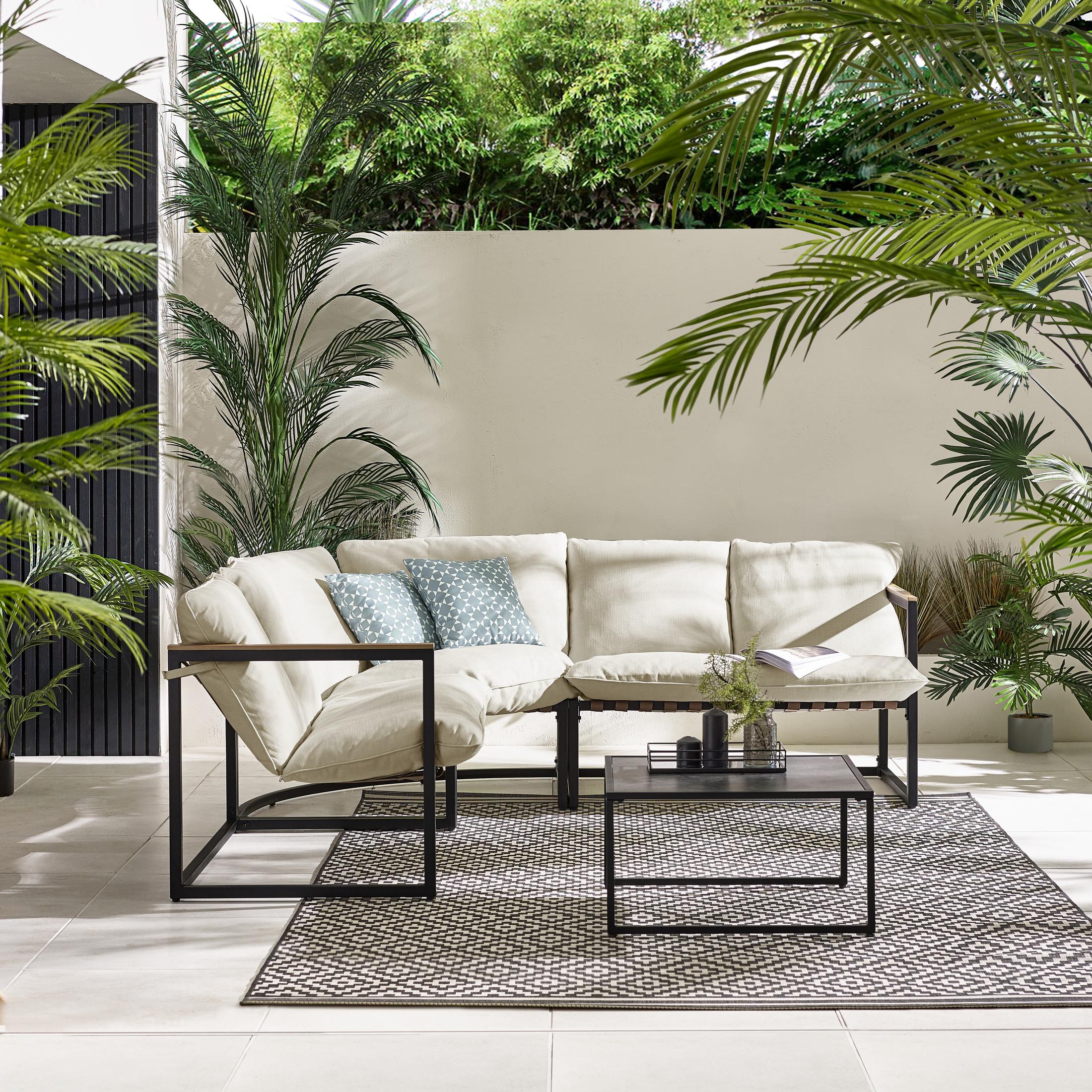 Hydra Black Metal & Cream 5 Seat Garden Sofa Set — image 2