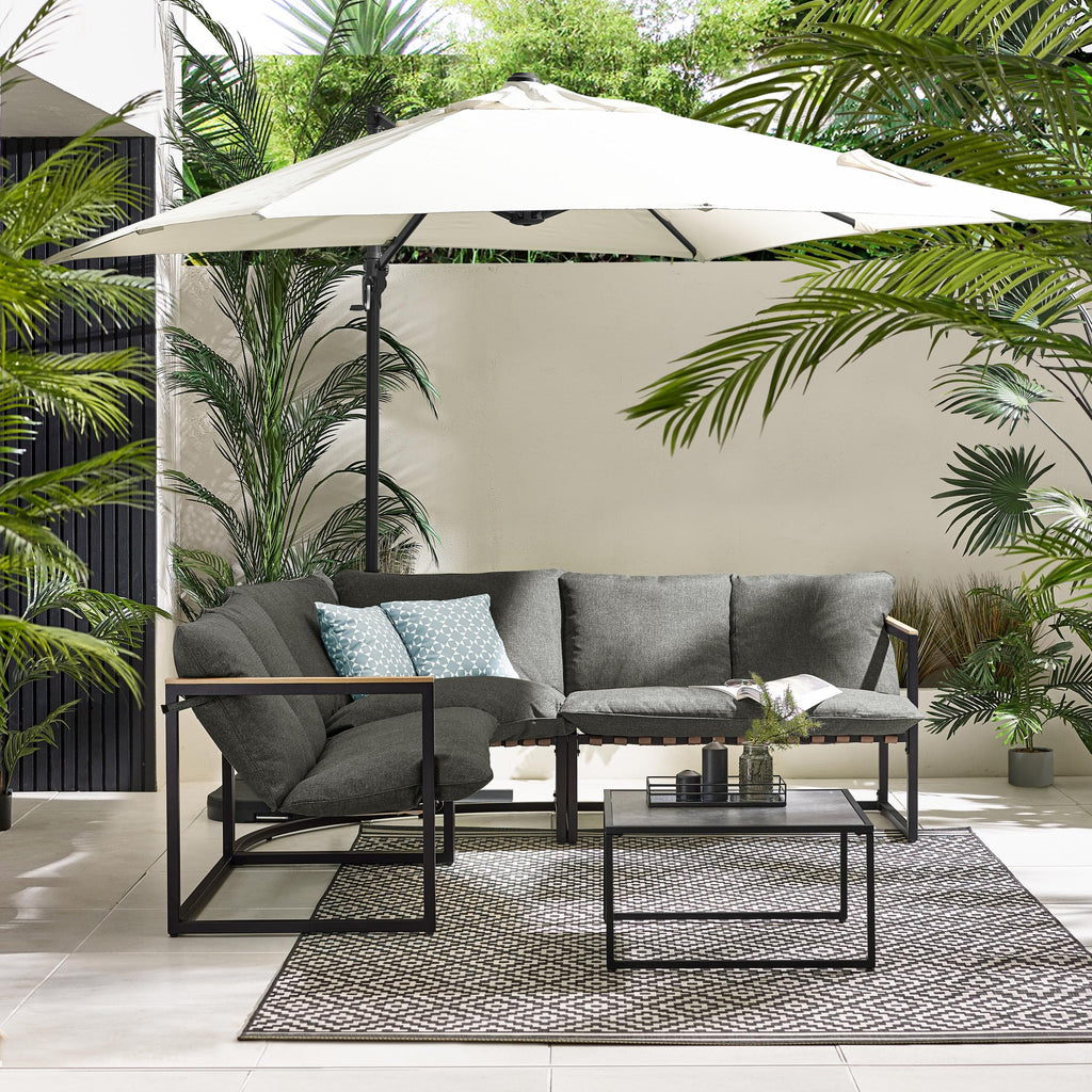 Hydra Black Metal & Grey 5 Seat Garden Corner Sofa Set — image 2