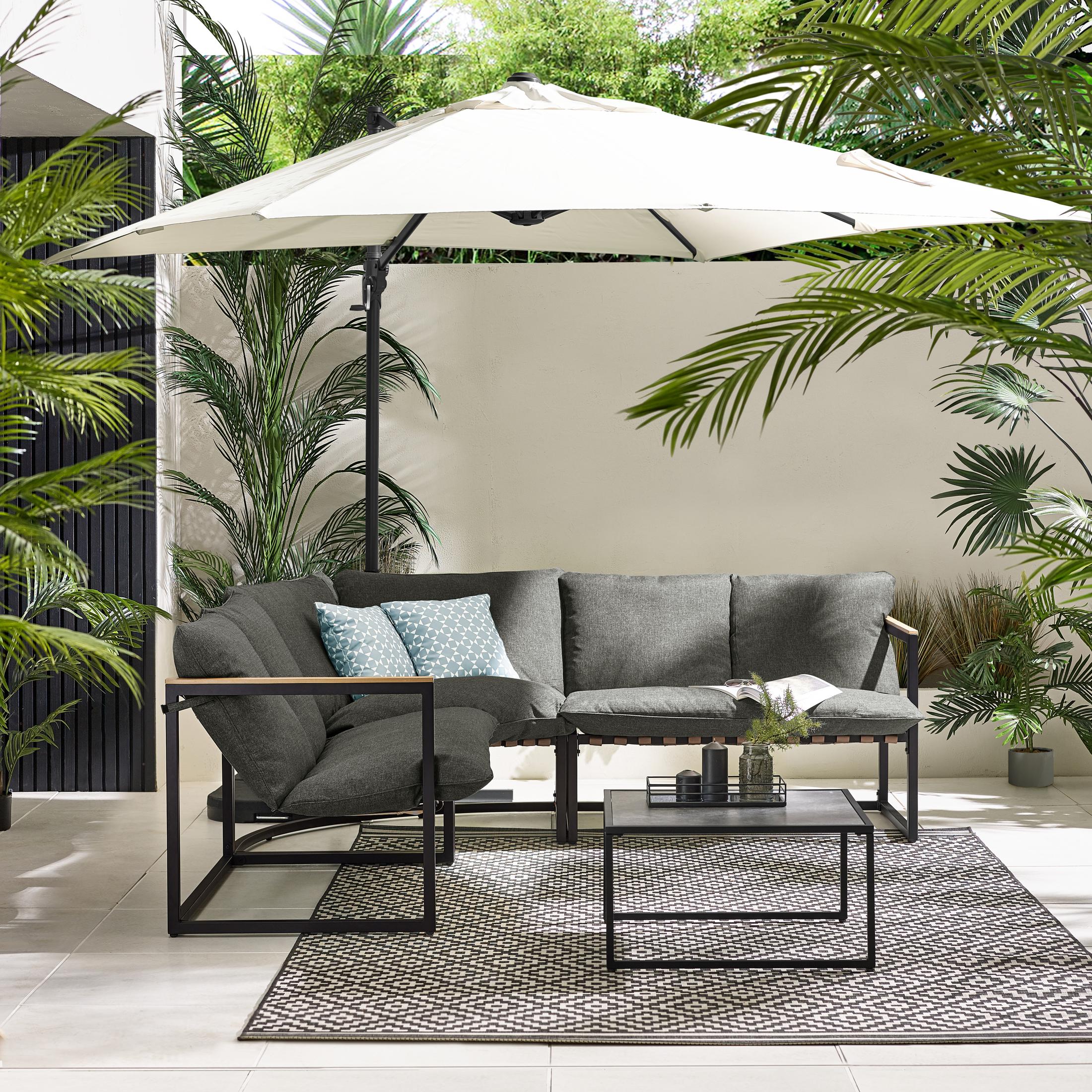 Hydra Black Metal & Grey 5 Seat Garden Corner Sofa Set — image 2