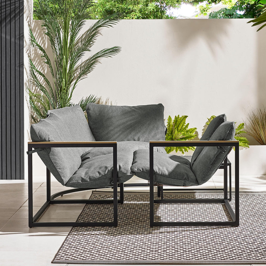 Hydra Black Metal & Grey 5 Seat Garden Corner Sofa Set — image 8