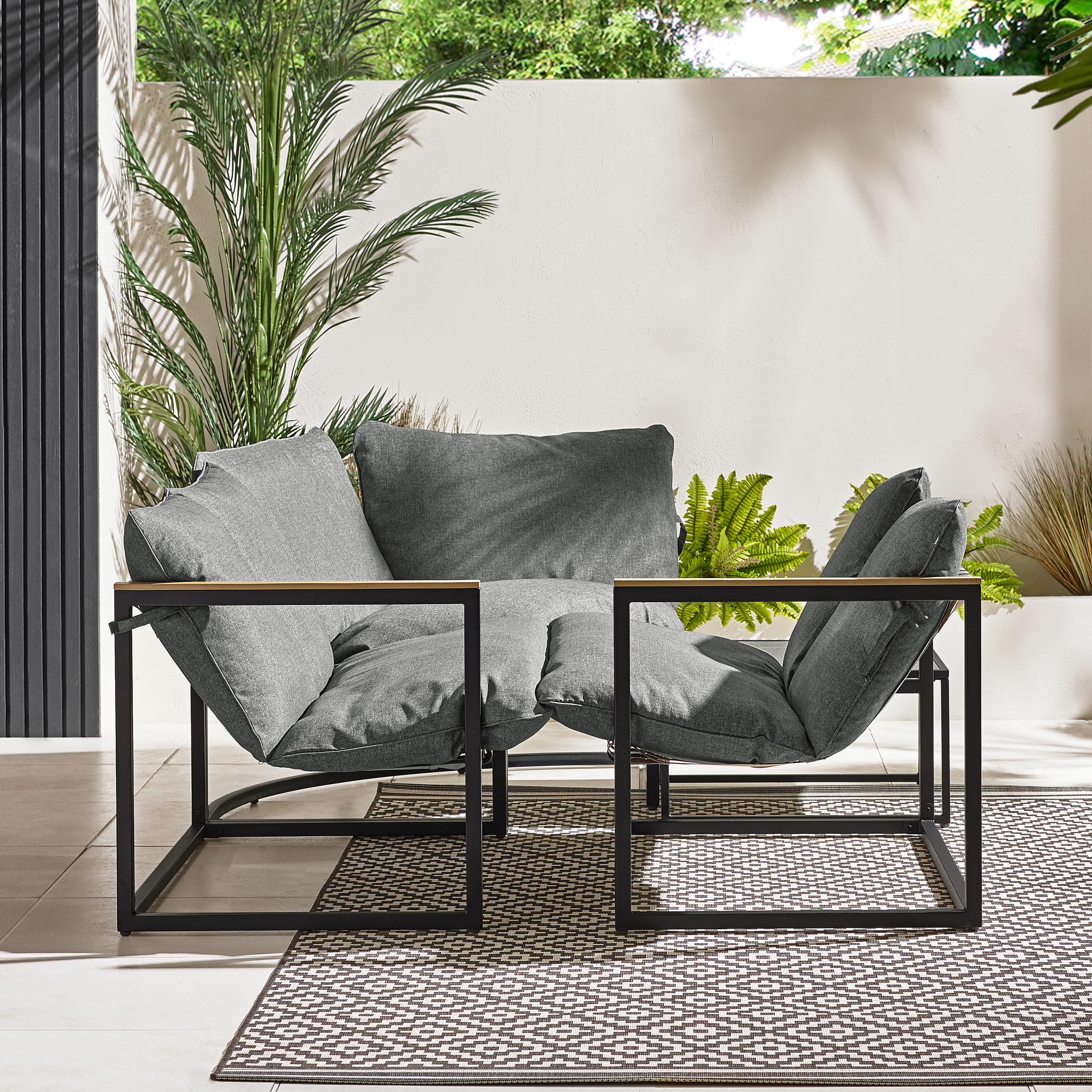 Hydra Black Metal & Grey 5 Seat Garden Corner Sofa Set — image 8
