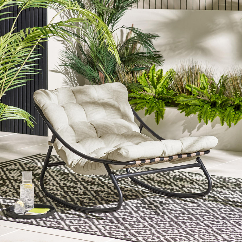 Hydra Black Metal & Cream Garden Rocking Chair — image 9
