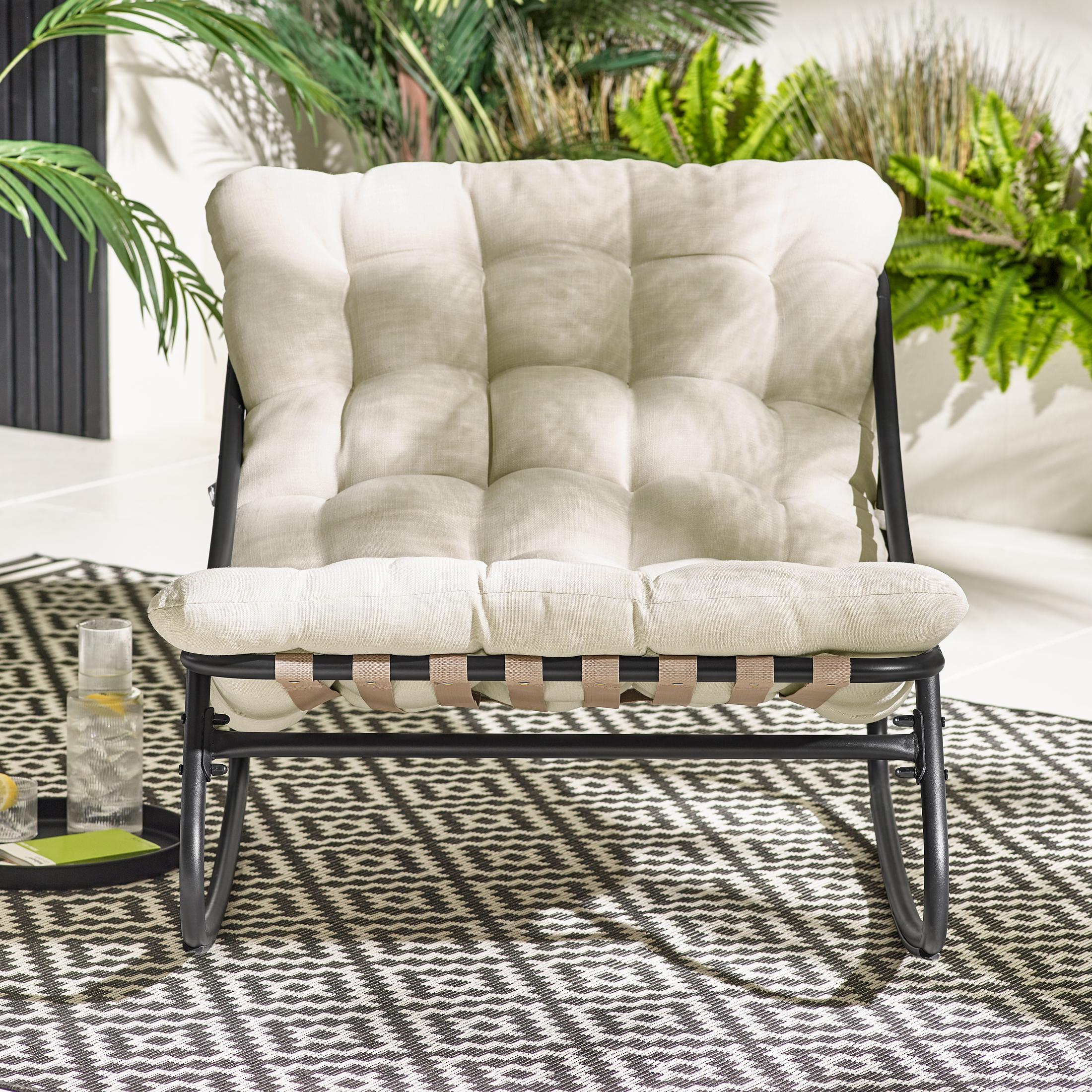 Hydra Black Metal & Cream Garden Rocking Chair — image 4