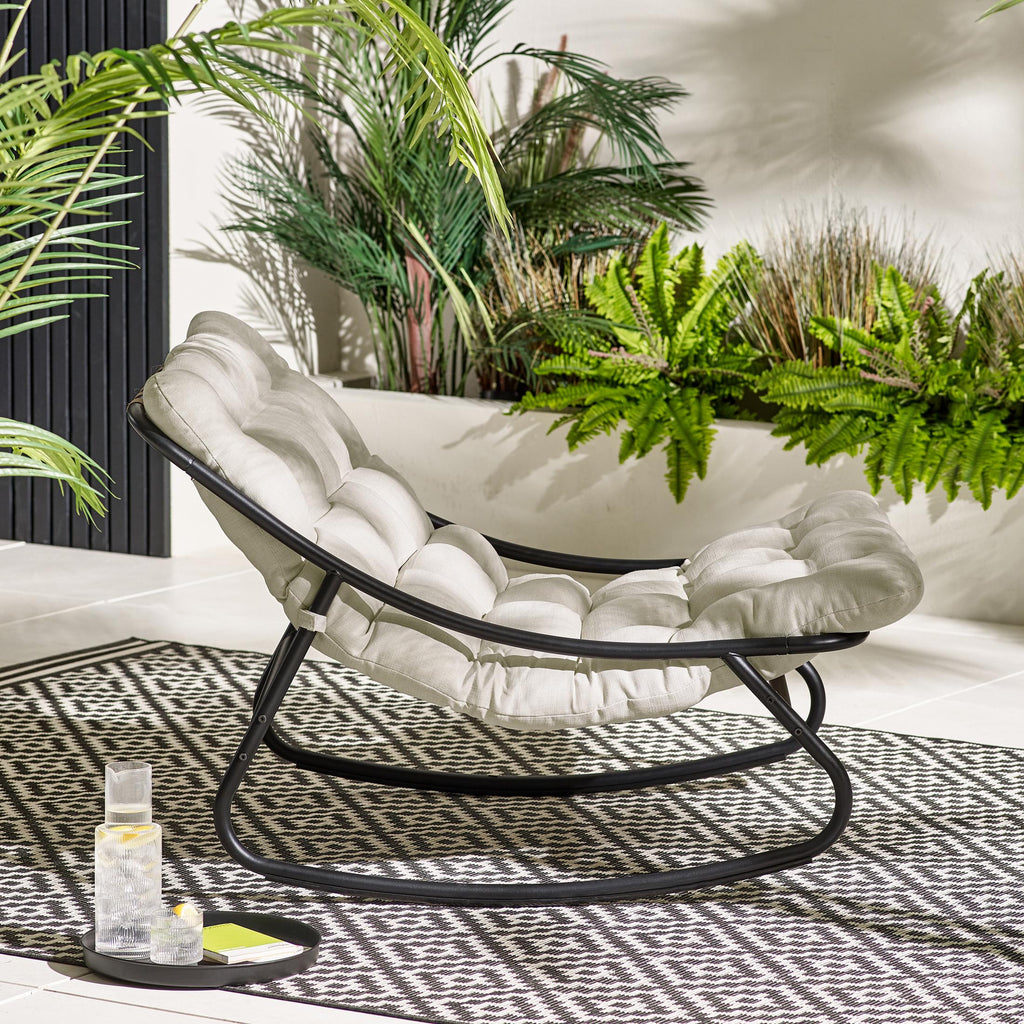 Hydra Black Metal & Cream Garden Rocking Chair — image 5