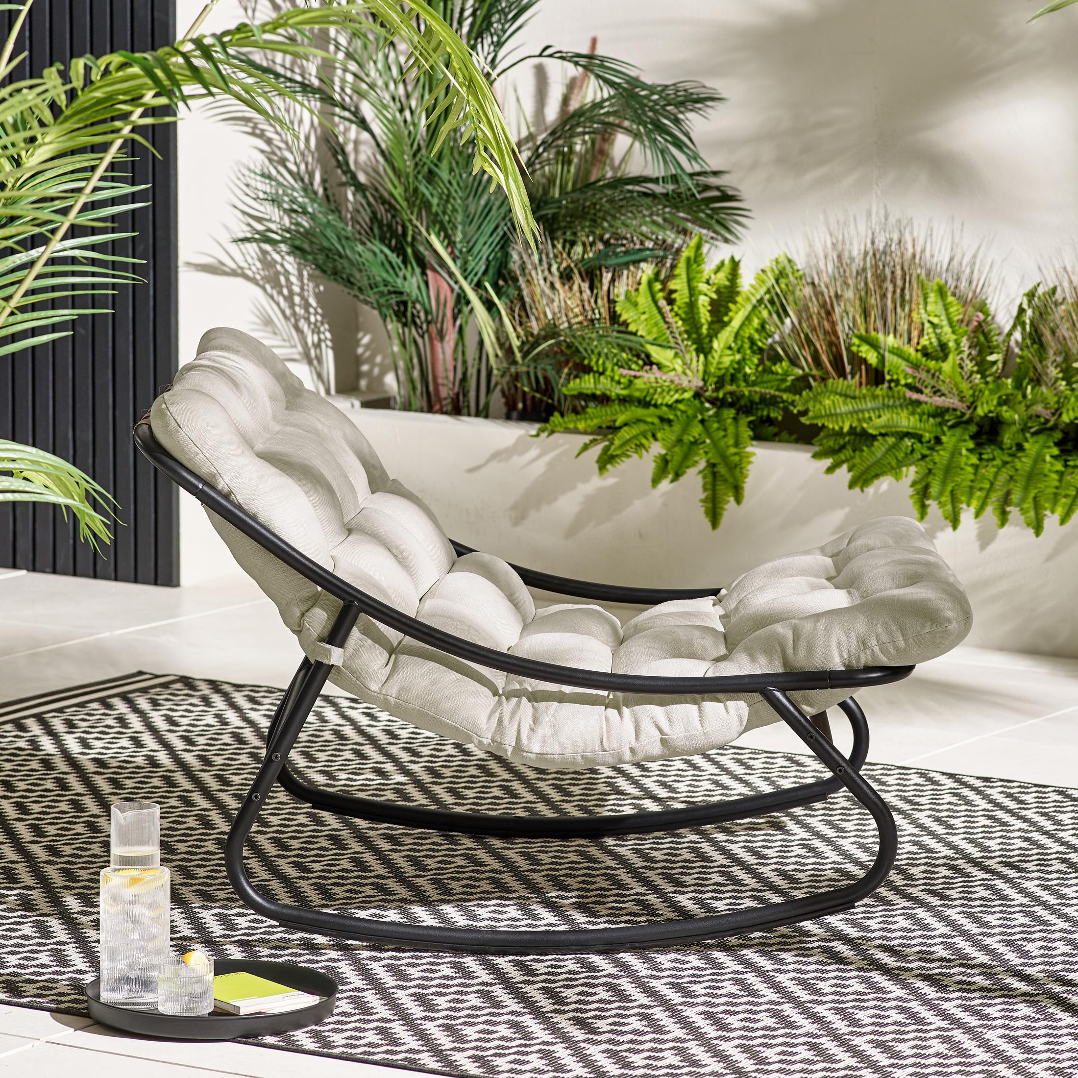 Hydra Black Metal & Cream Garden Rocking Chair — image 5