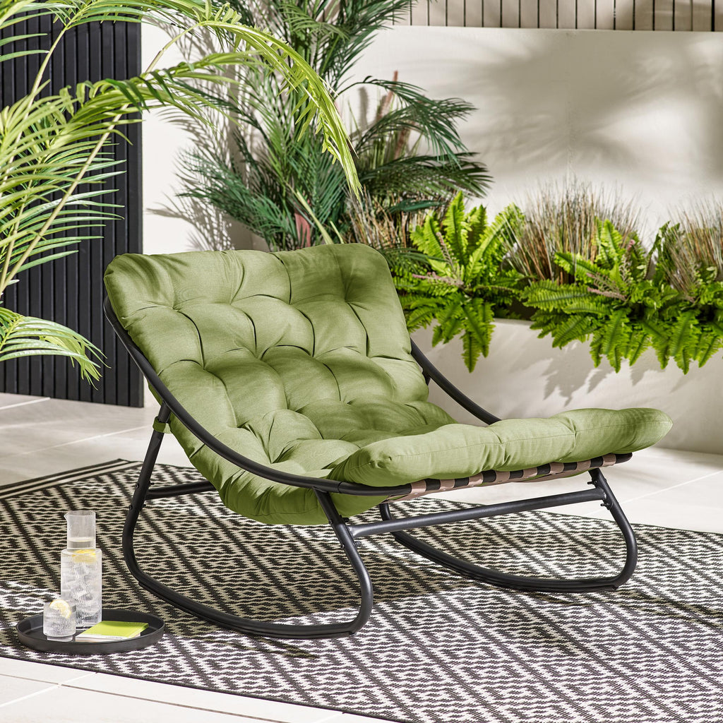 Hydra Black Metal & Green Garden Rocking Chair — image 8