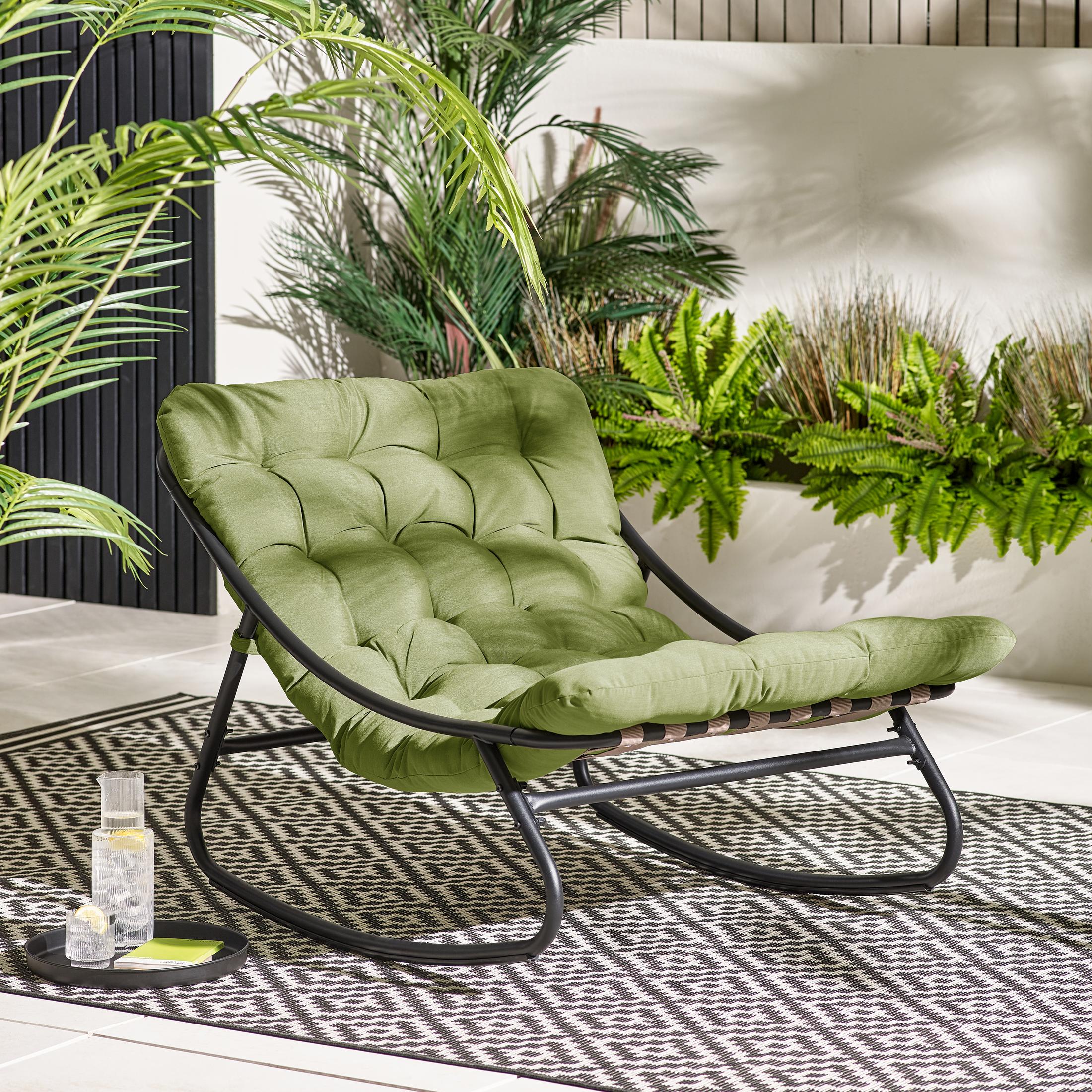 Hydra Black Metal & Green Garden Rocking Chair — image 8