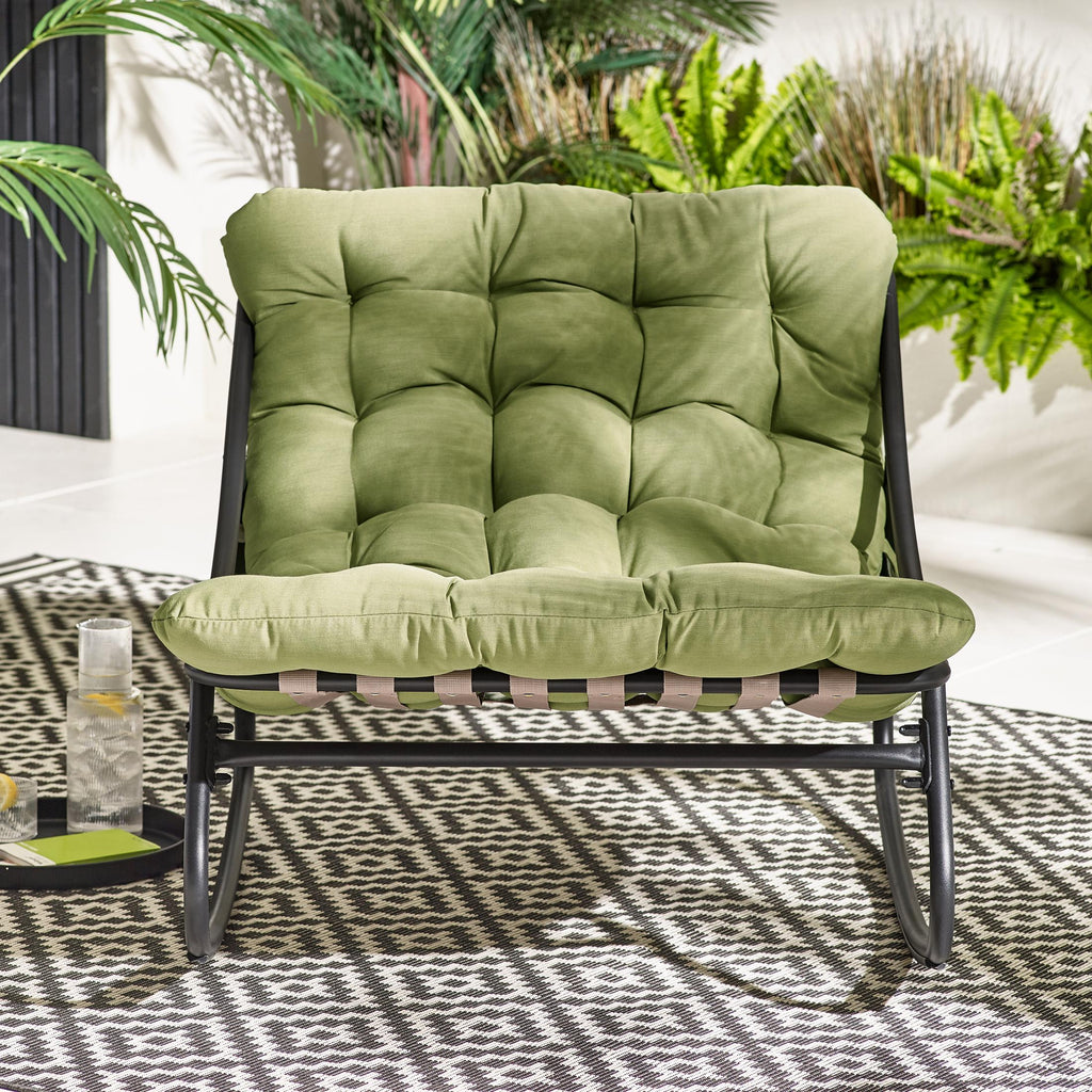 Hydra Black Metal & Green Garden Rocking Chair — image 2