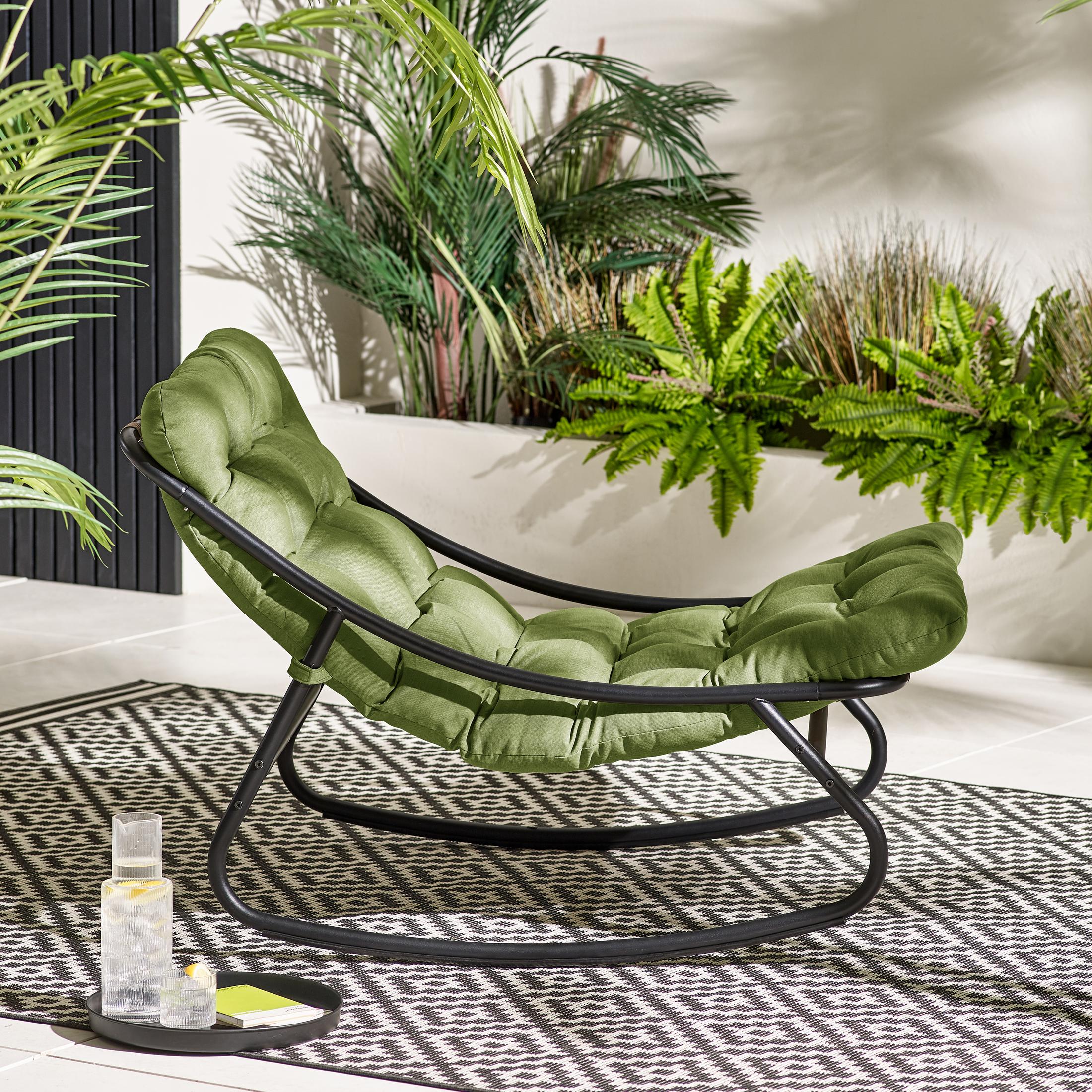 Hydra Black Metal & Green Garden Rocking Chair — image 3