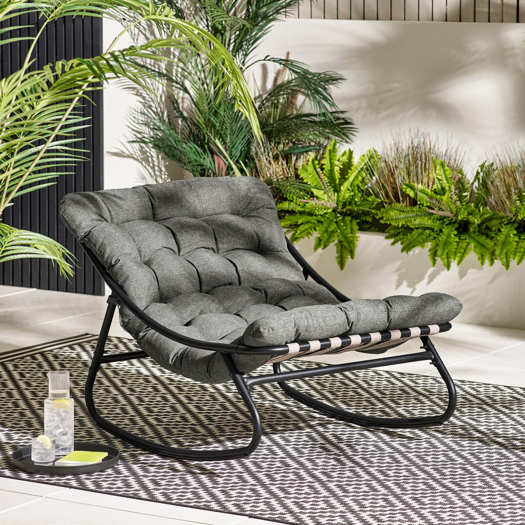 Hydra Black Metal & Grey Garden Rocking Chair — image 7