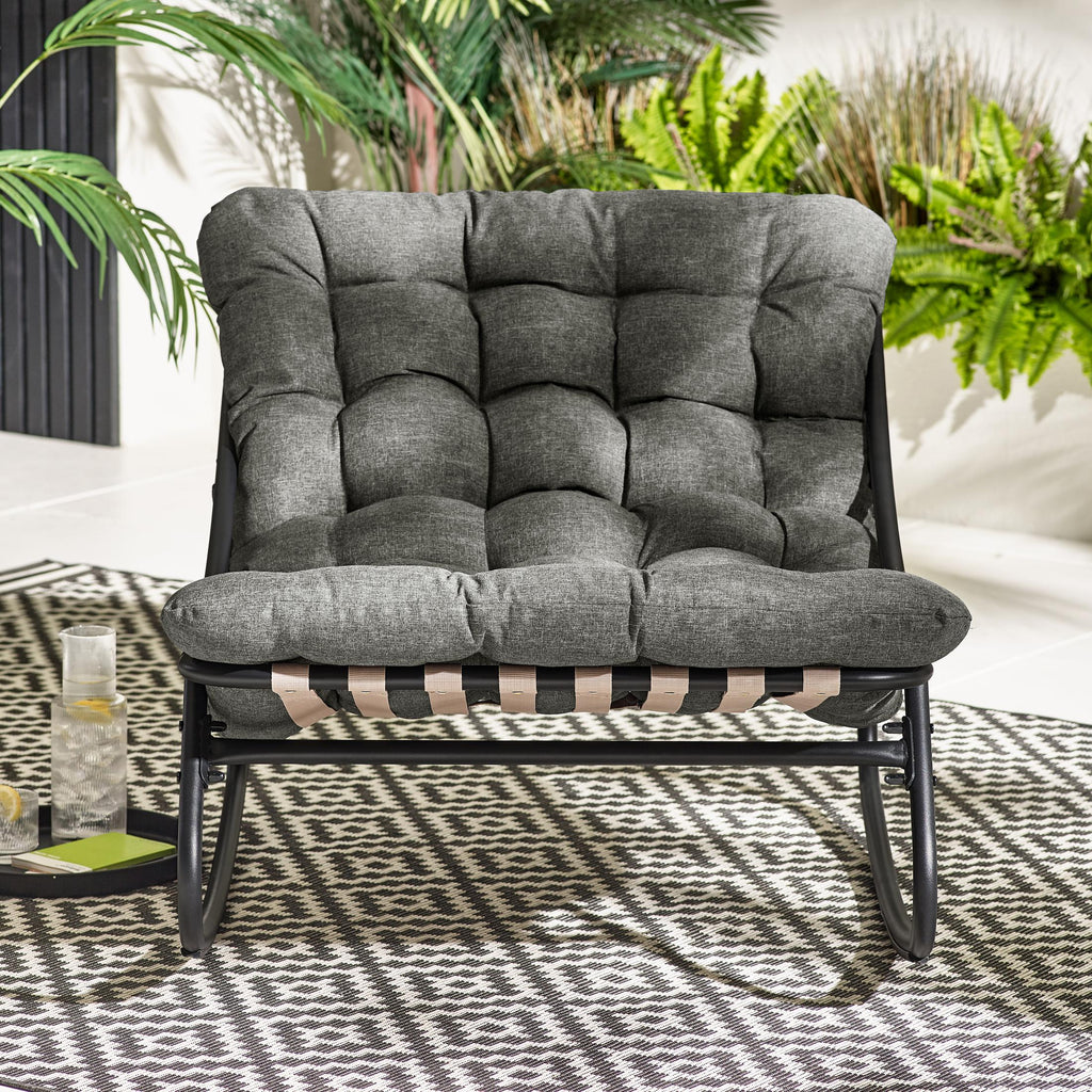 Hydra Black Metal & Grey Garden Rocking Chair — image 2