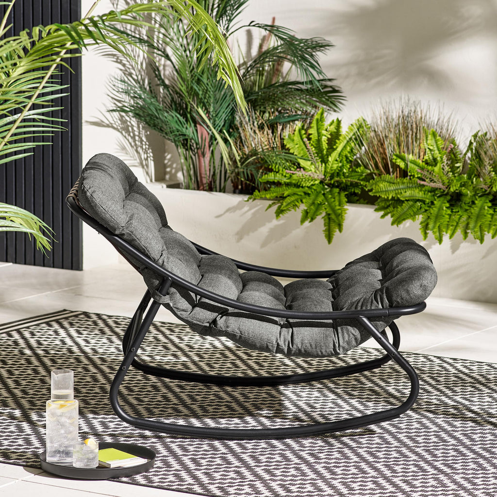 Hydra Black Metal & Grey Garden Rocking Chair — image 3