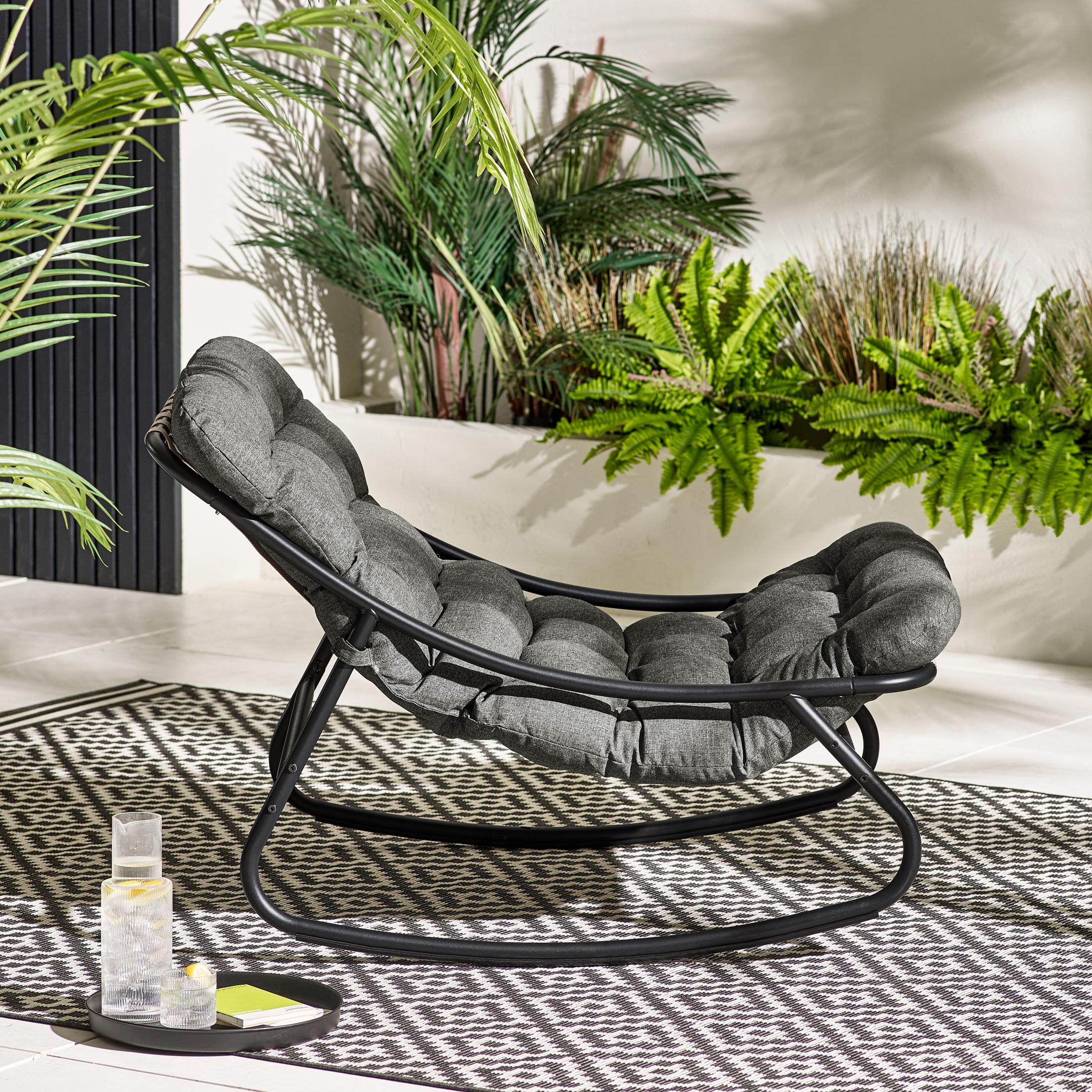 Hydra Black Metal & Grey Garden Rocking Chair — image 3