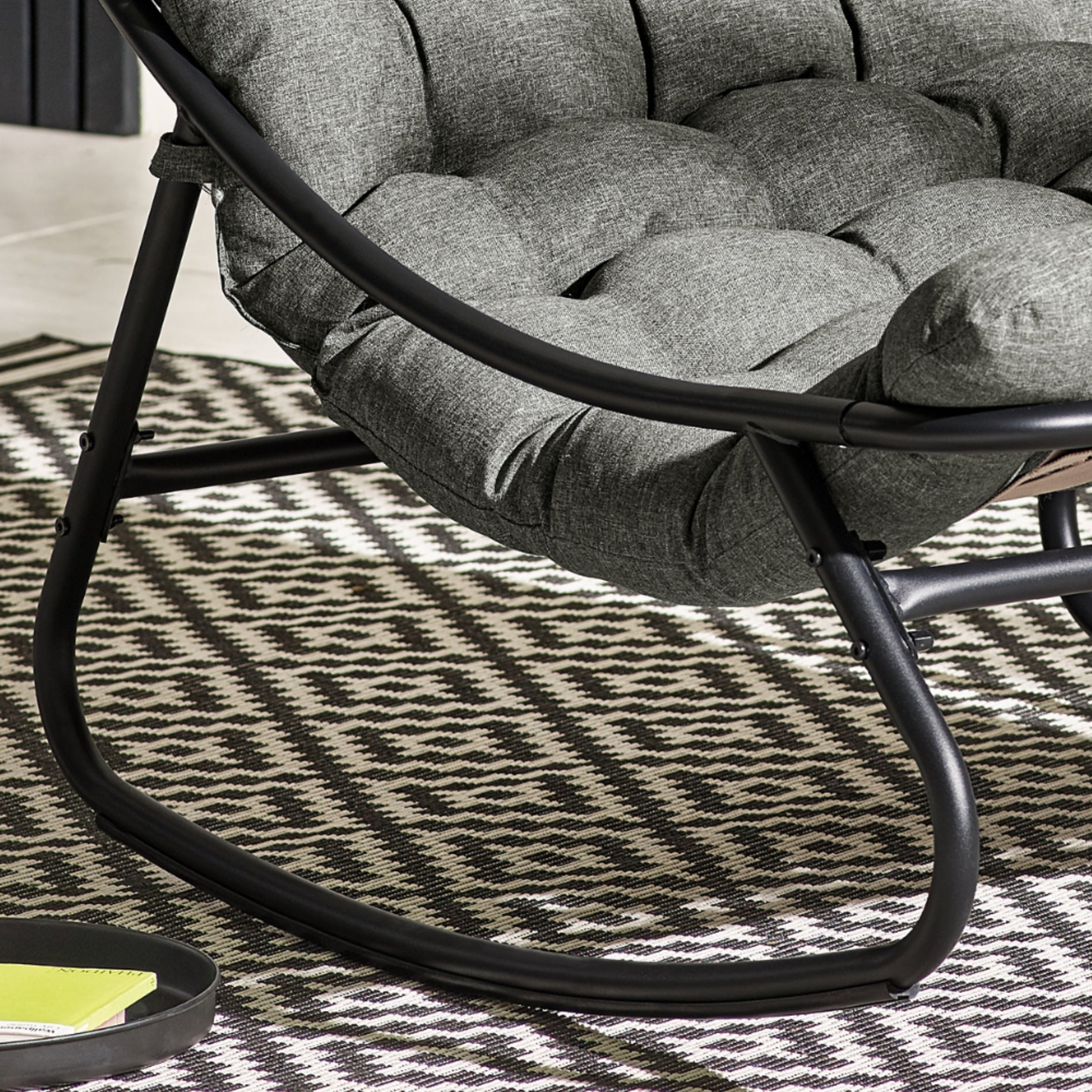 Hydra Black Metal & Grey Garden Rocking Chair — image 6