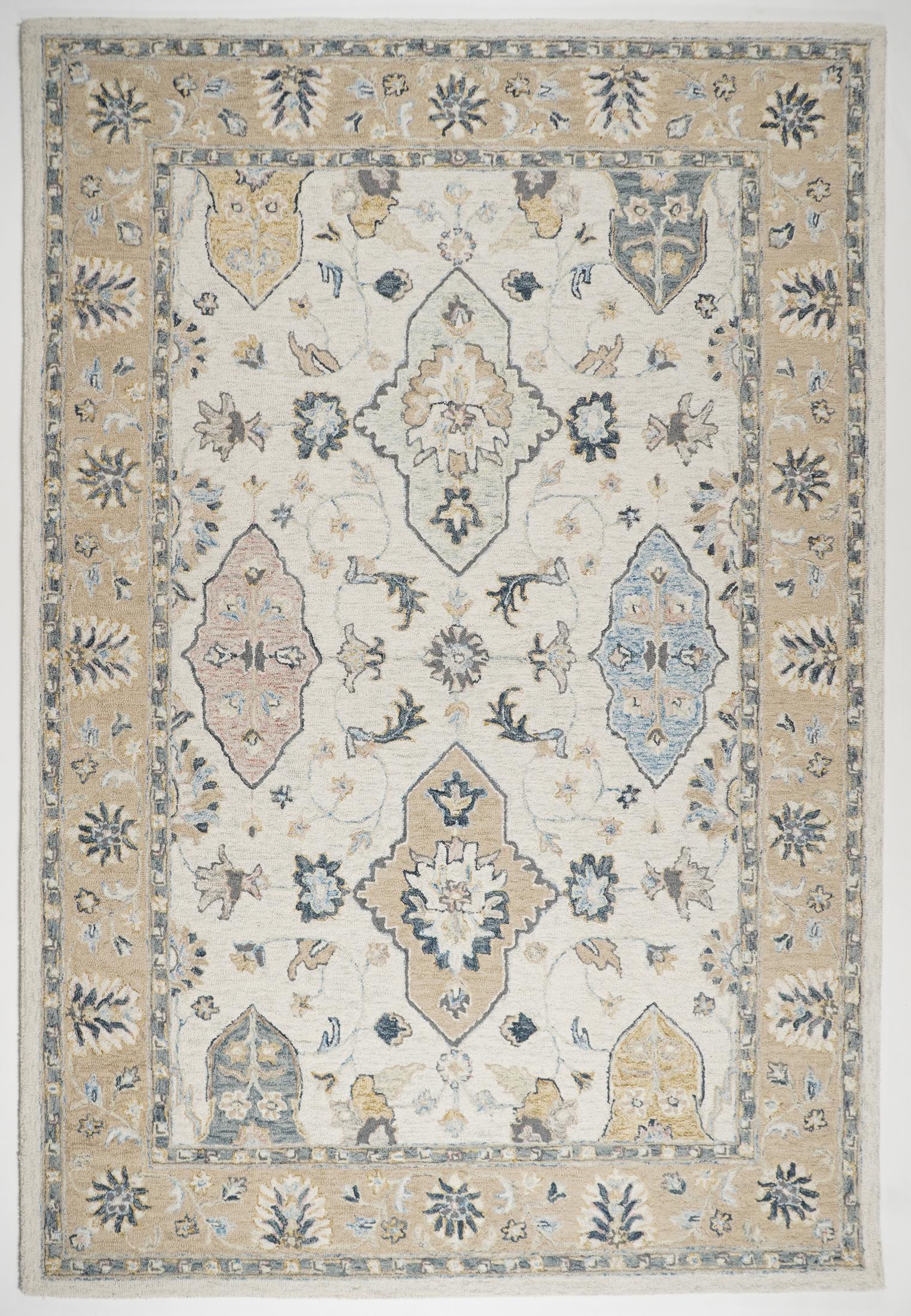 Ishani Beige Floral Hand Tufted Wool Rug 160x230cm — image 1