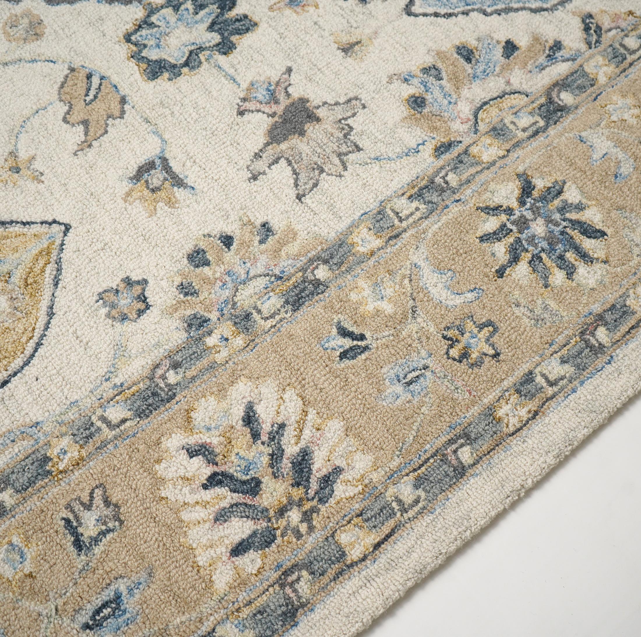 Ishani Beige Floral Hand Tufted Wool Rug 160x230cm — image 5