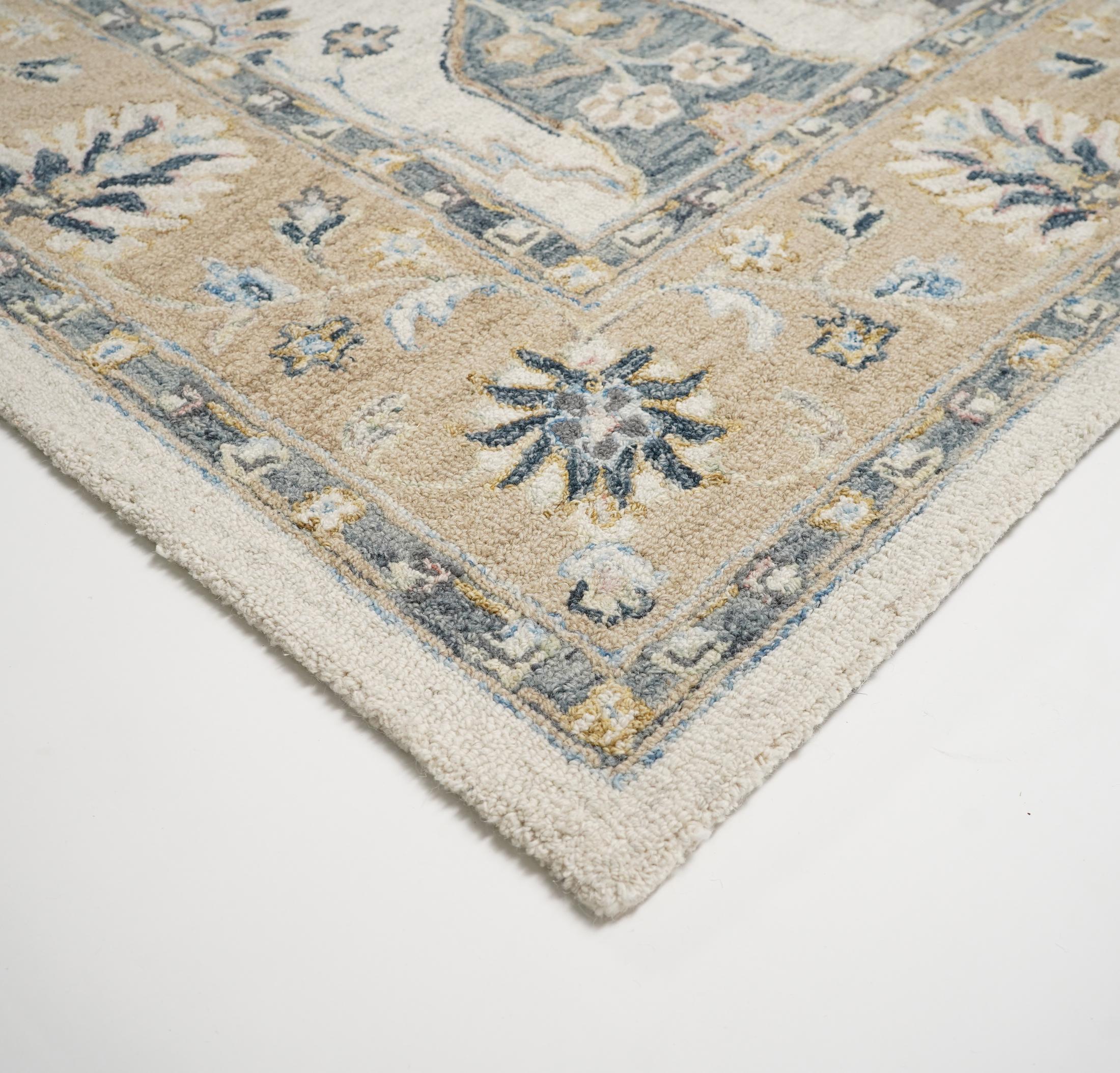 Ishani Beige Floral Hand Tufted Wool Rug 160x230cm — image 7
