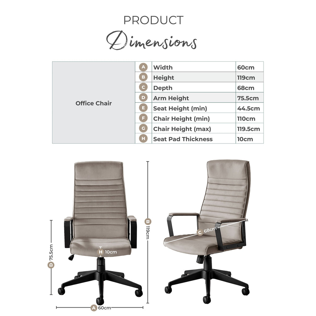 Centro Cappuccino Beige Velvet Swivel Office Chair — image 8