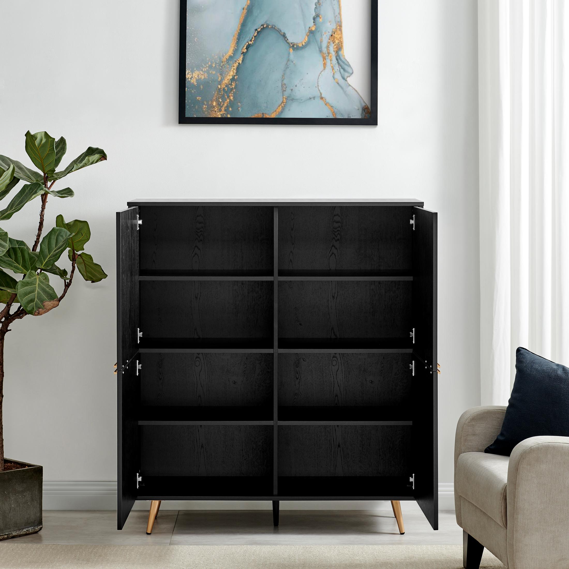 Ivala Black and Copper Large Tall 4 Door Sideboard — image 3