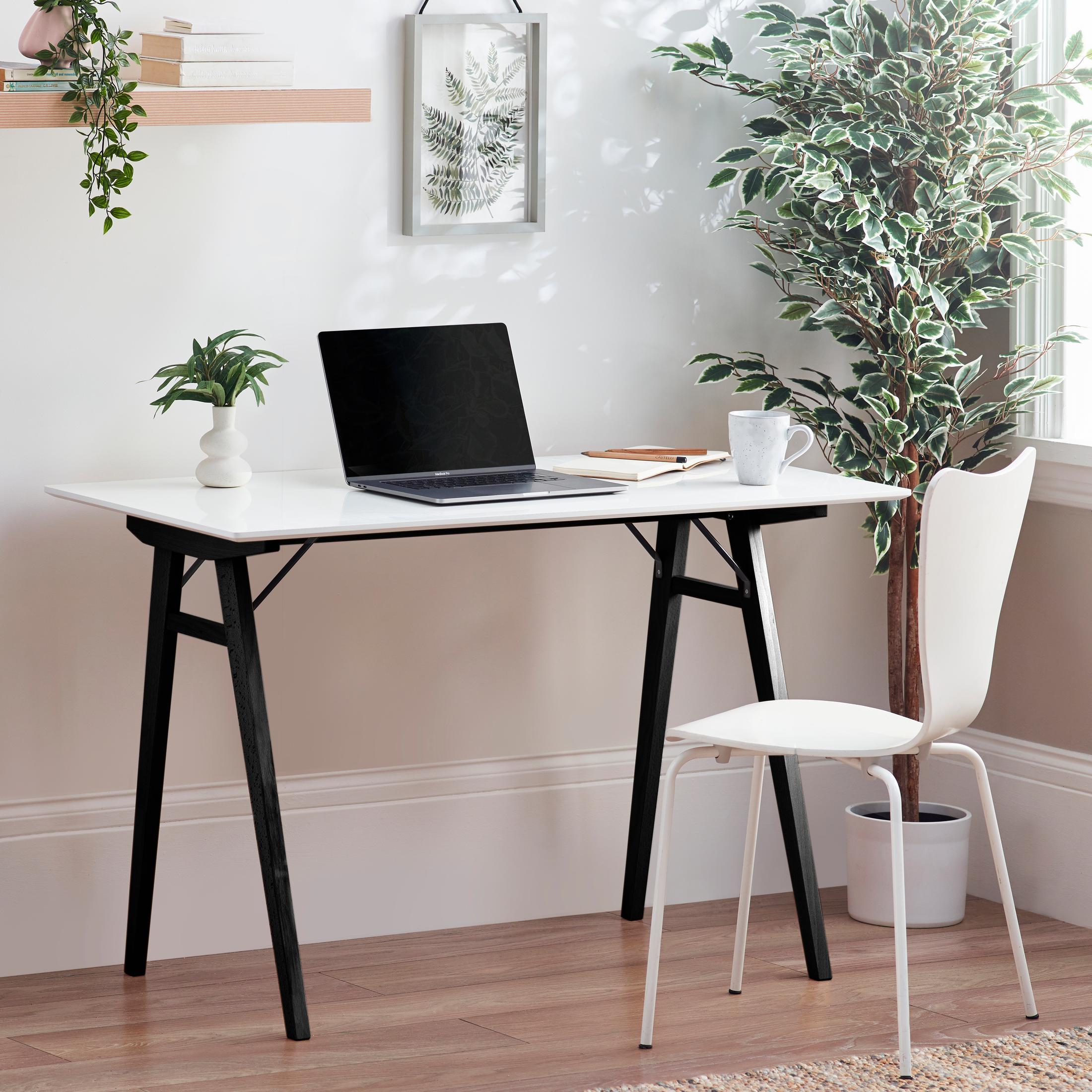 Ivan White and Black Wood Desk — image 1