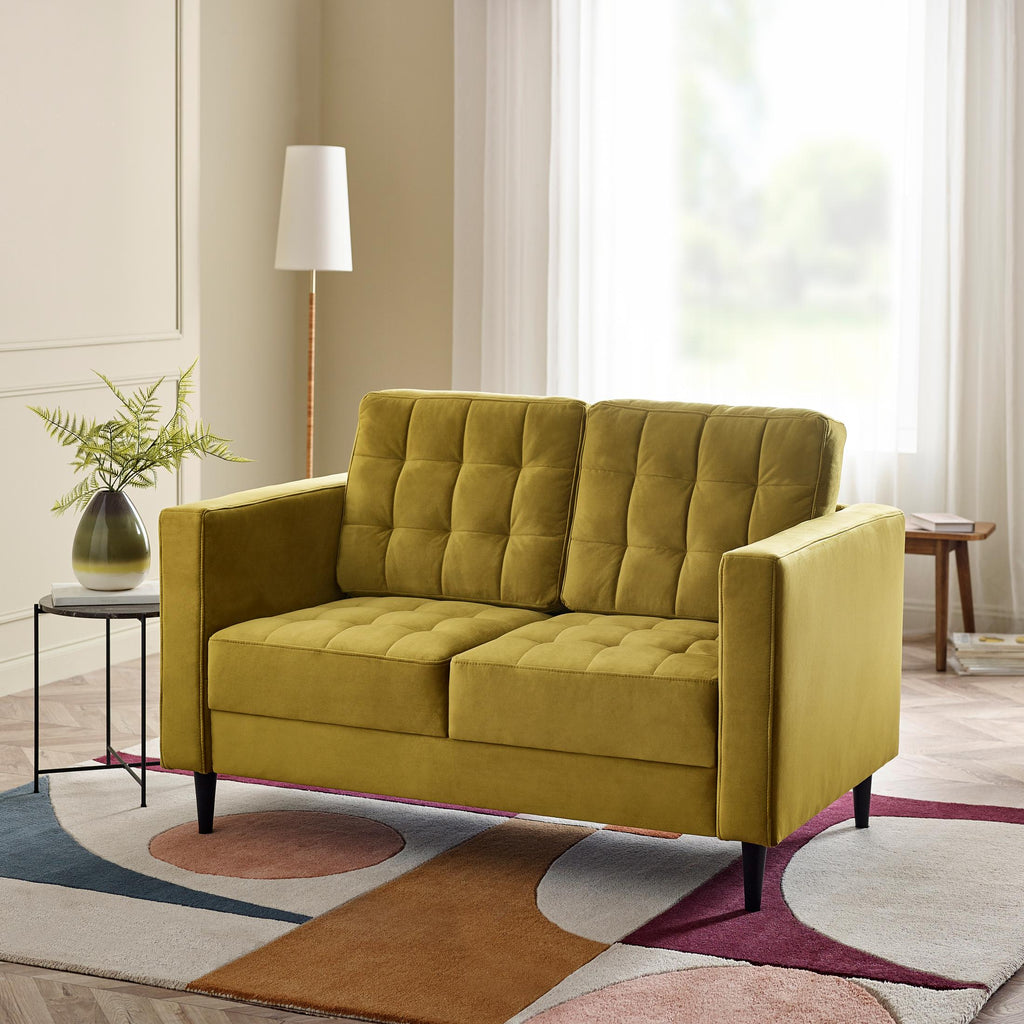 Jolene Mustard Yellow Velvet 2 Seater Sofa — image 7