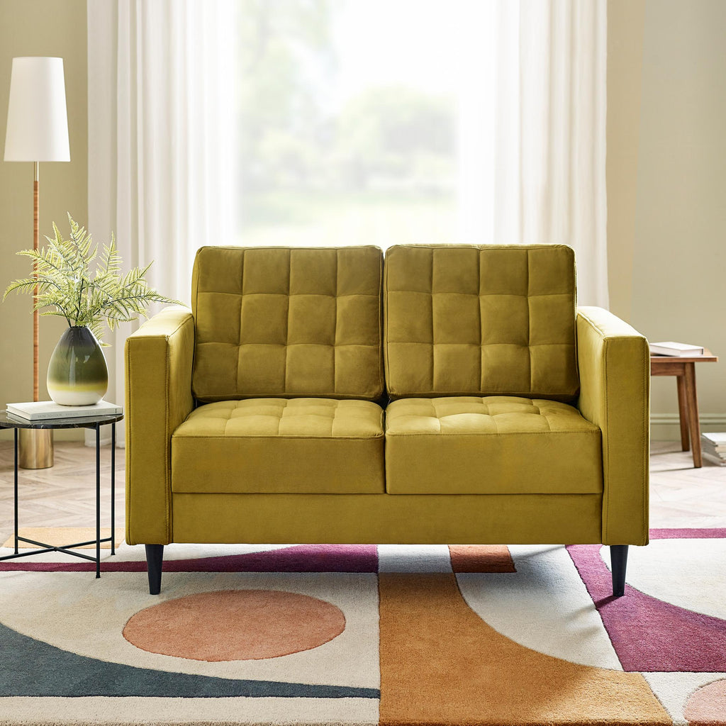 Jolene Mustard Yellow Velvet 2 Seater Sofa — image 8