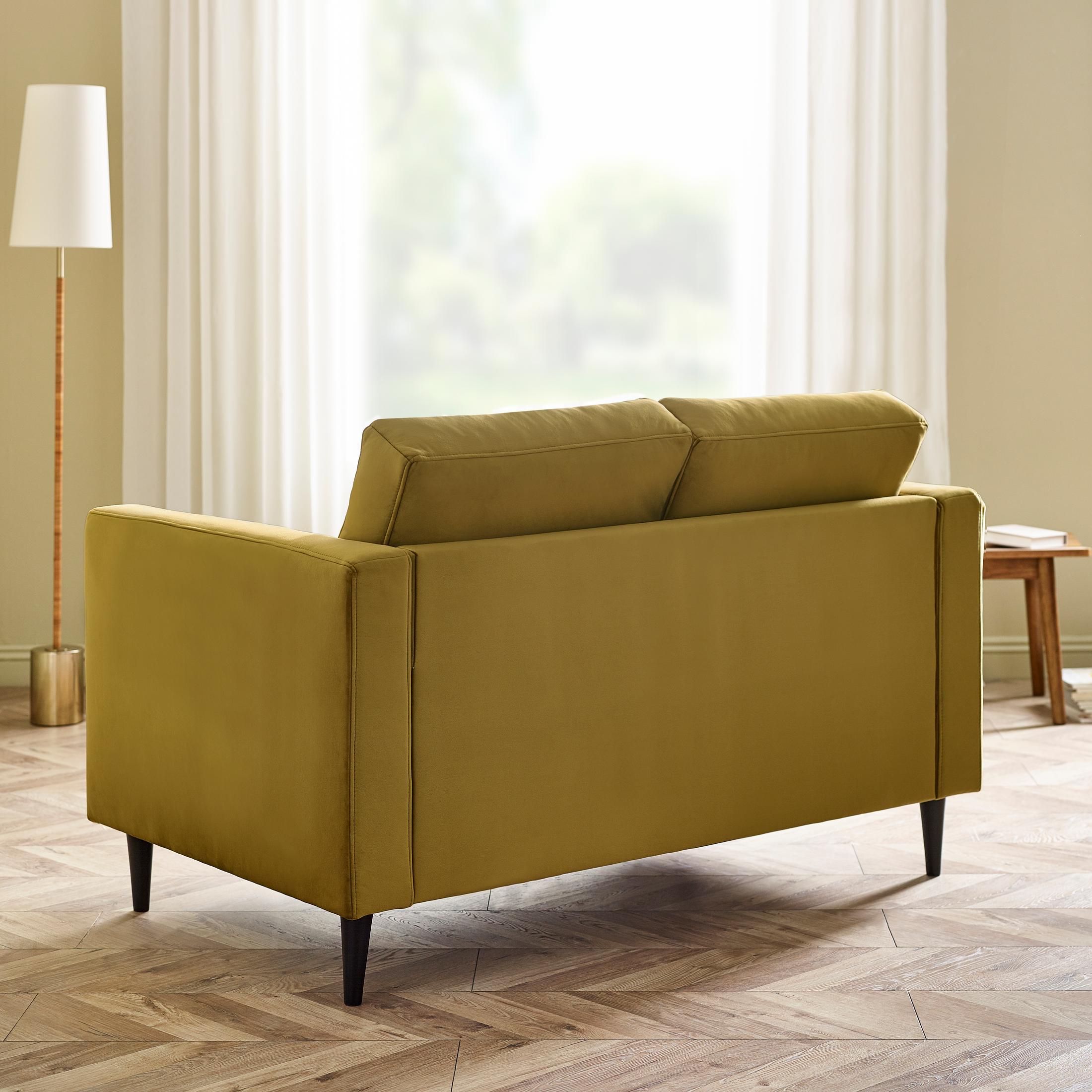 Jolene Mustard Yellow Velvet 2 Seater Sofa — image 9