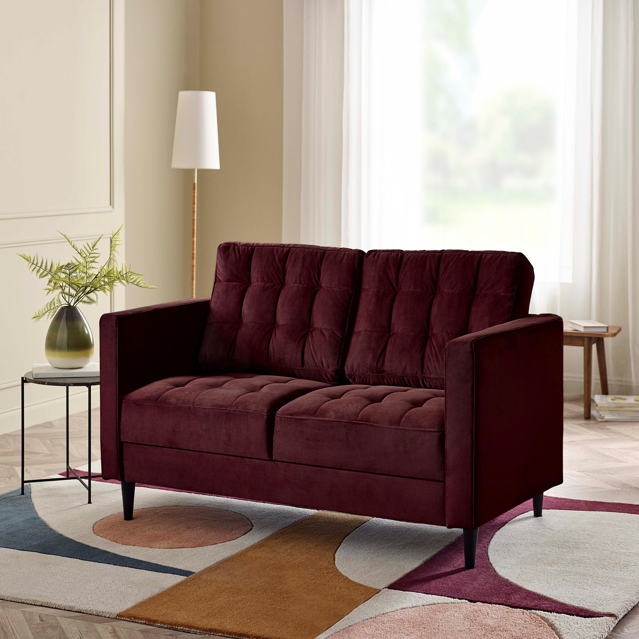 Jolene Maroon Velvet 2 Seater Sofa — image 7