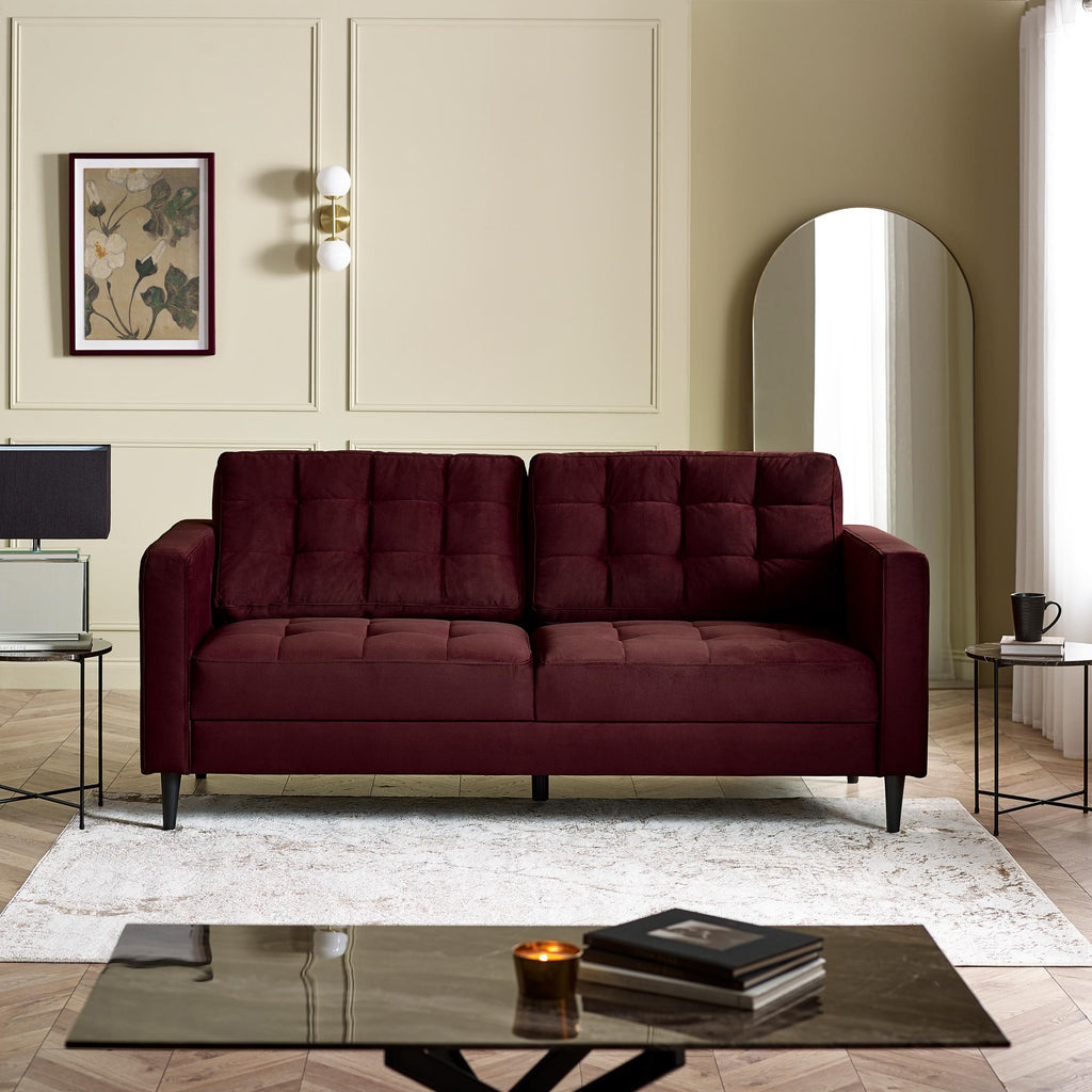 Jolene Maroon Velvet 3 Seater Sofa — image 8