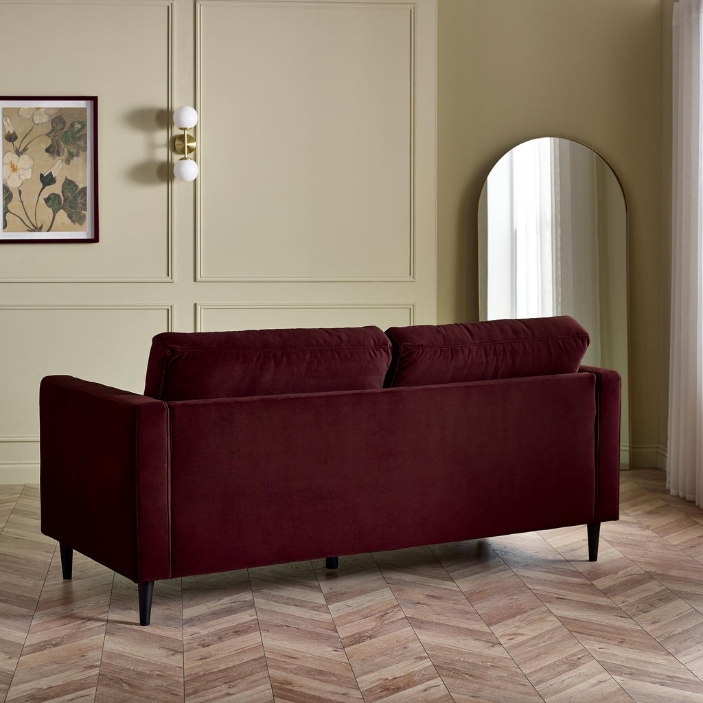 Jolene Maroon Velvet 3 Seater Sofa — image 3