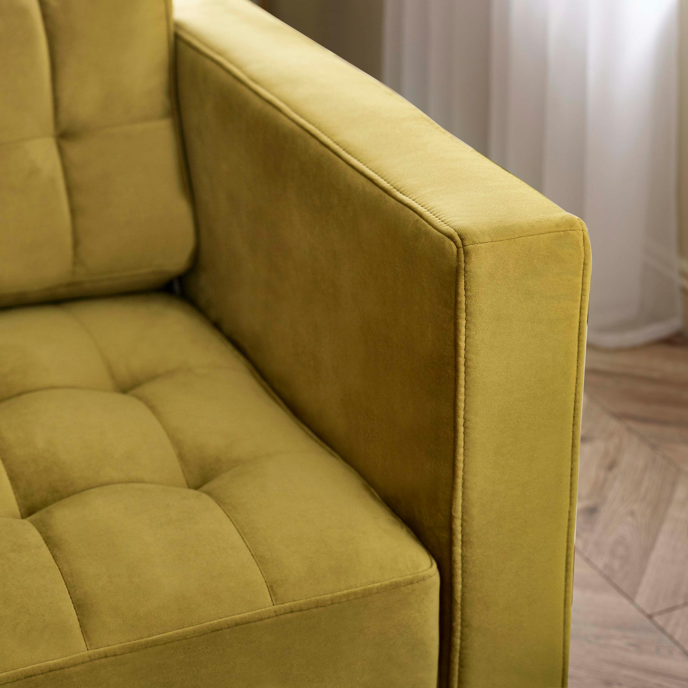 Jolene Mustard Yellow Velvet 3 Seater Sofa — image 5