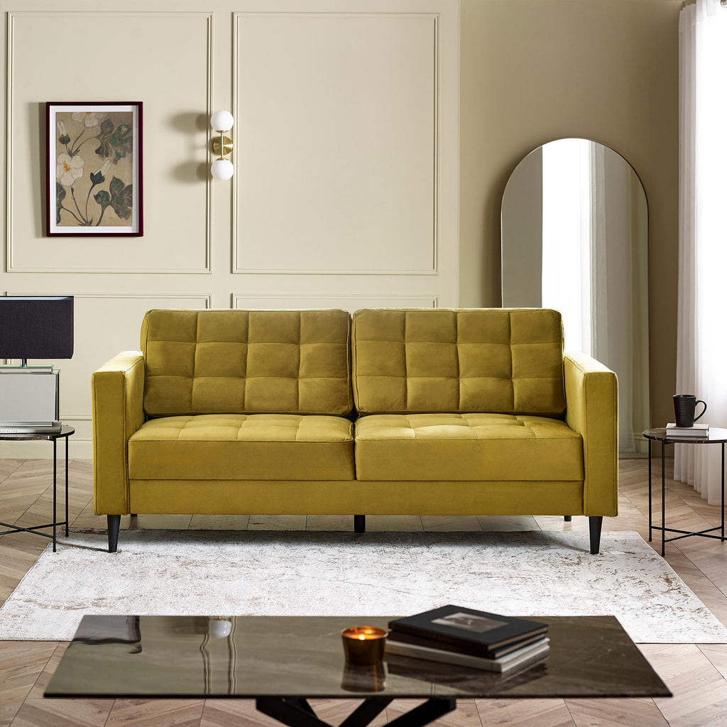 Jolene Mustard Yellow Velvet 3 Seater Sofa — image 8