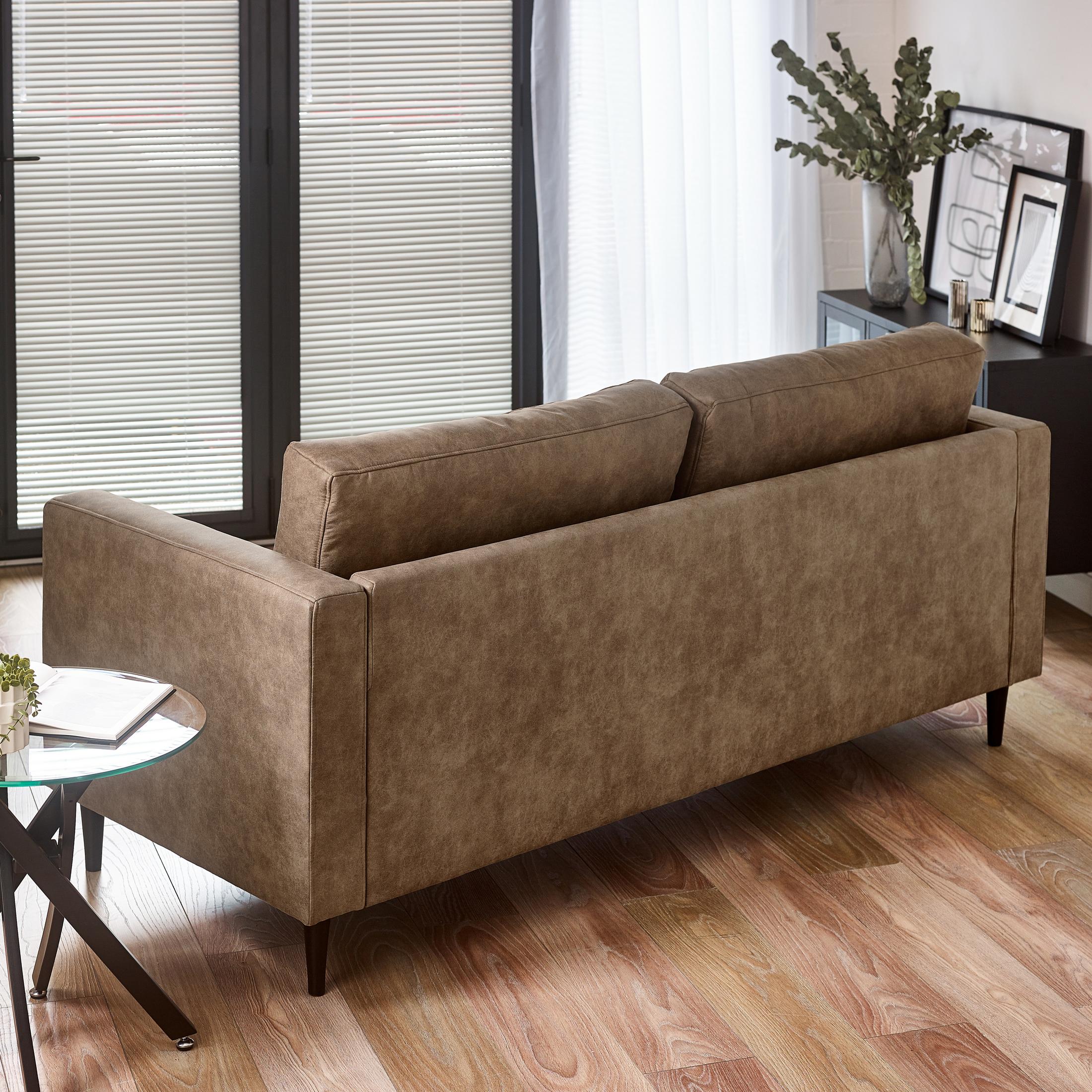 Jolene Brown Faux Leather 3 Seater Sofa — image 3