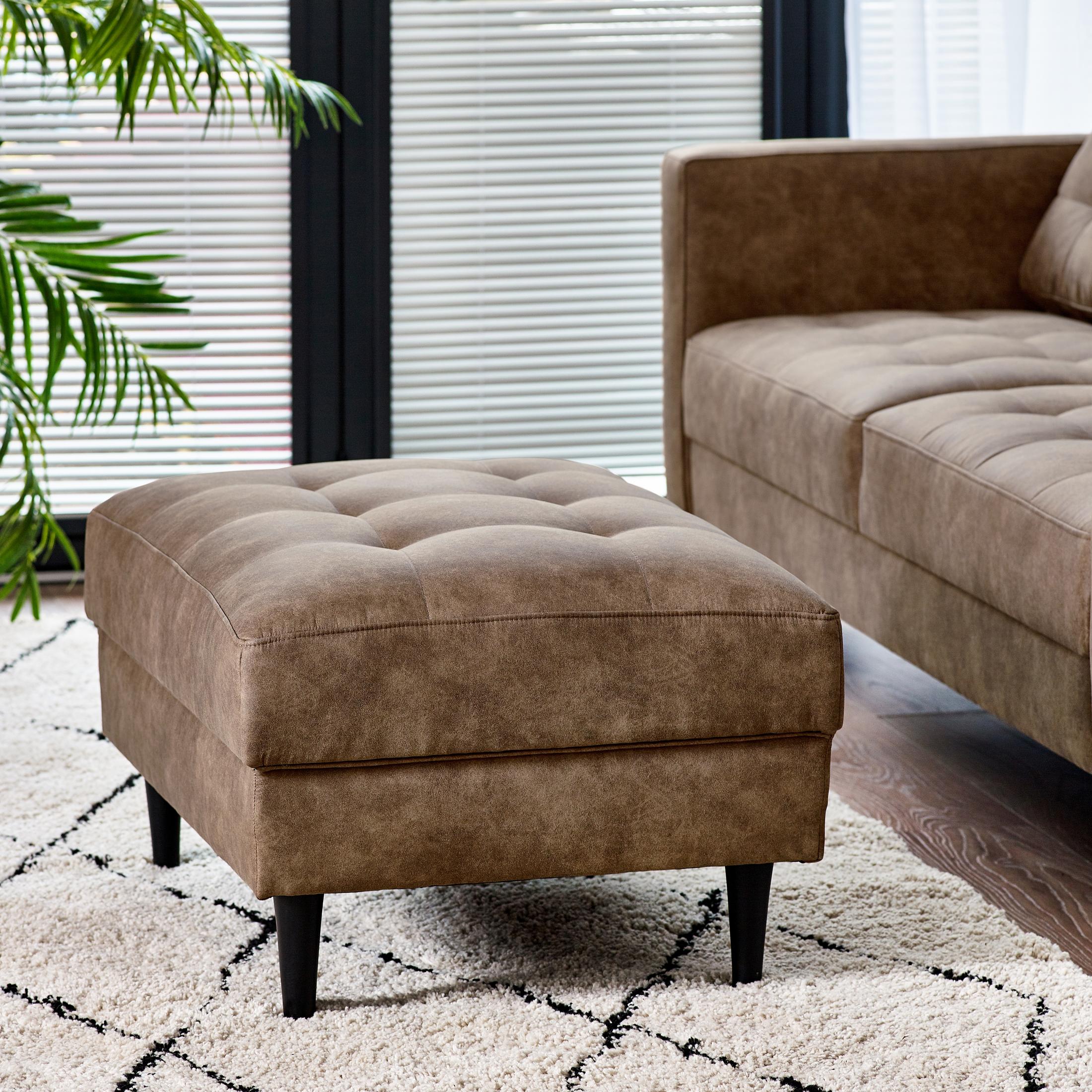 Jolene Brown Faux Leather Footstool — image 3