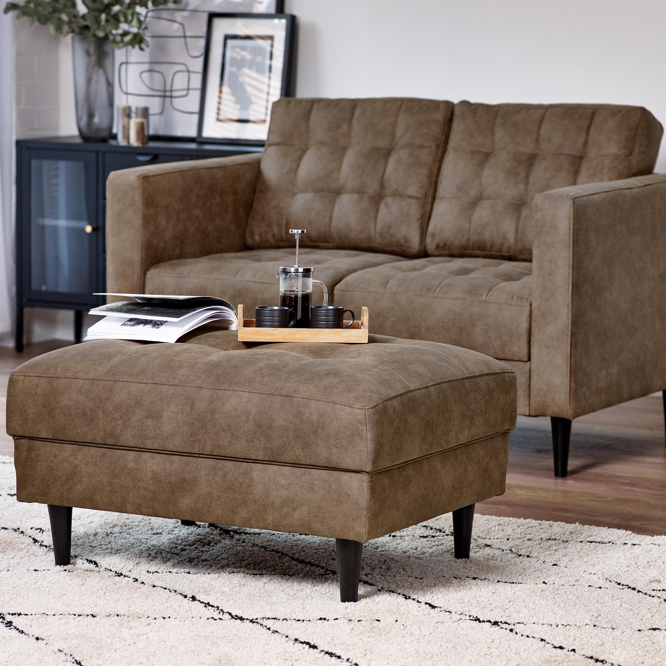 Jolene Brown Faux Leather Footstool — image 8