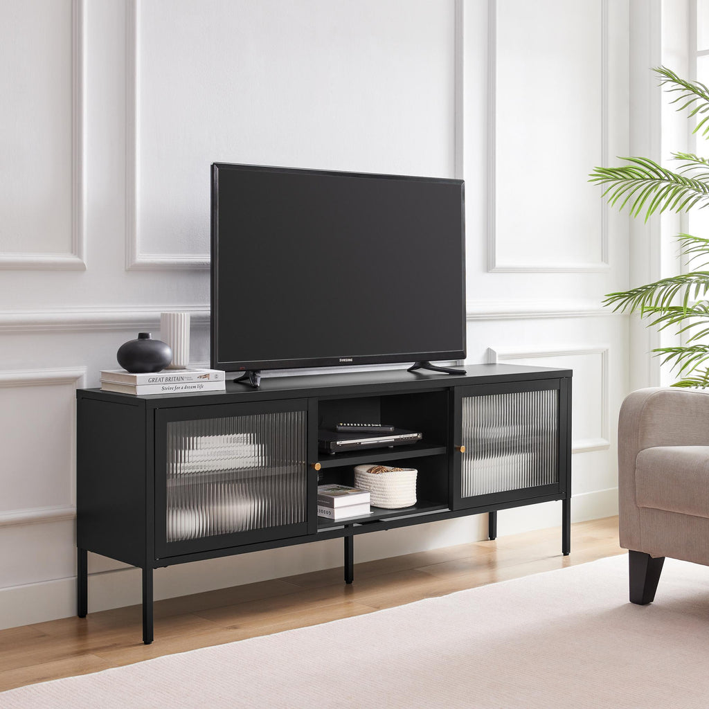 Kafe Black Metal 2 Door Storage TV Stand — image 7